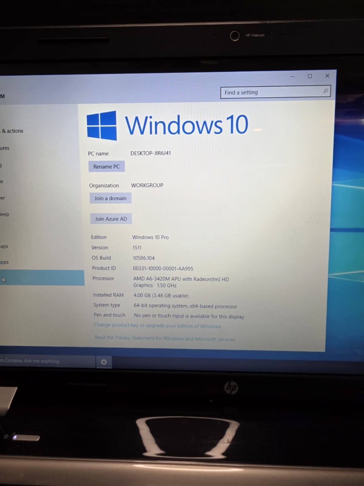HP Pavilion g7 Windows 10 AMD A6-3420M 4GB RAM 679GB HD No Bat/Cord