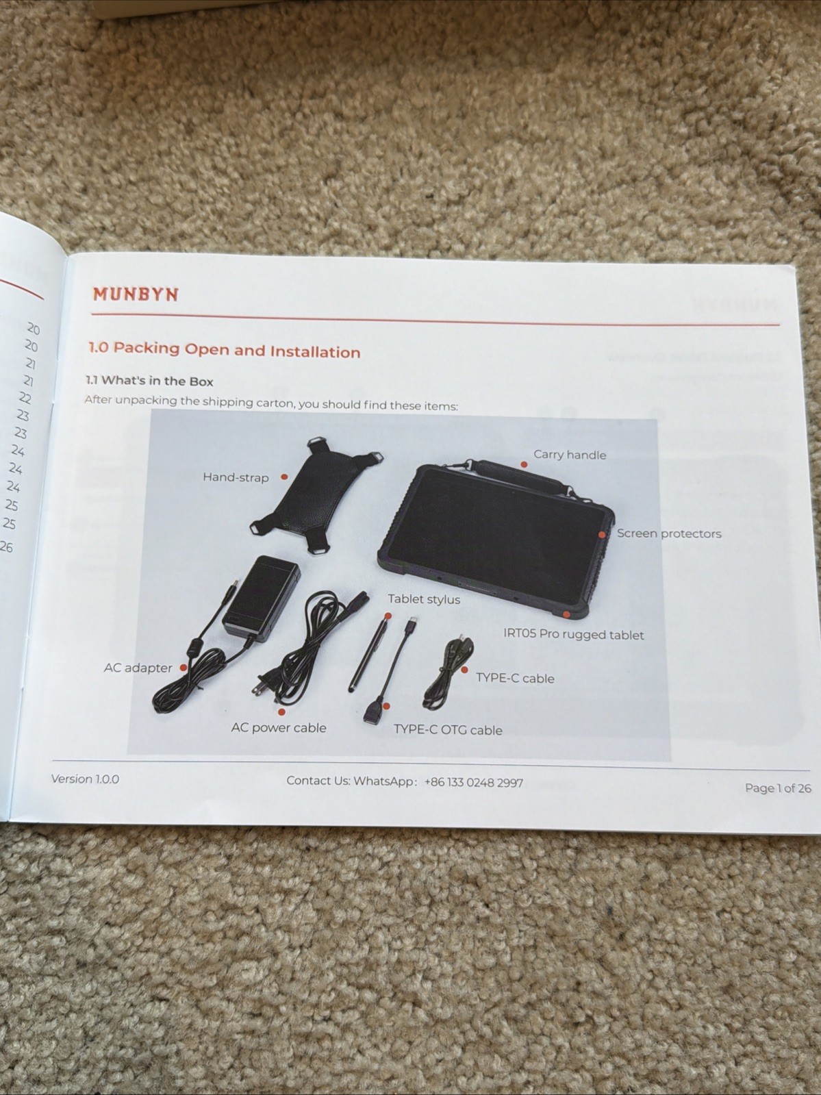 MUNBYN Rugged Mobile Tablet IRT05 – 10.1 inch w/ Hand Strap, Carry Handle- NEW!