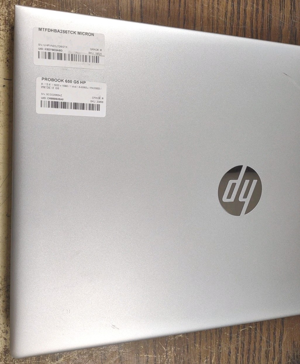 HP ProBook 650 G5 15.6″ W/ Intel i5-8365U @ 1.6GHz, 8GB, 256GB.