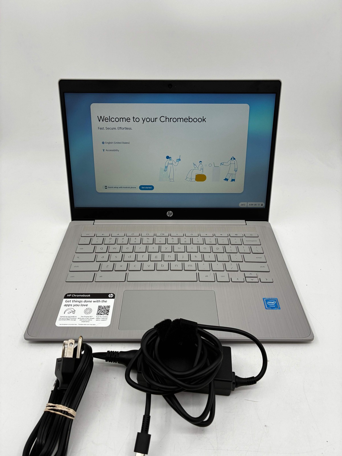 HP Chromebook 14a-ne0013dx 14″ Intel Celeron N4120 4GB 64GB Gray w/ Charger
