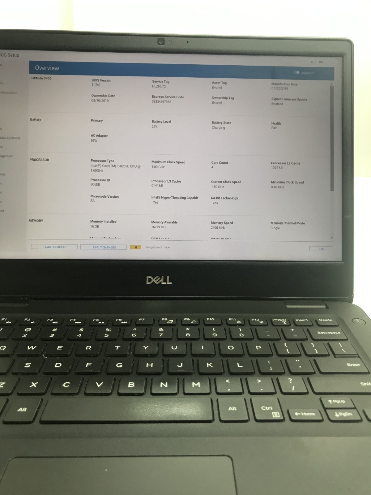 DELL LATITUDE 3400 i5-8265U@1.60GHz 16GB RAM 256GB NVMe W11P *READ