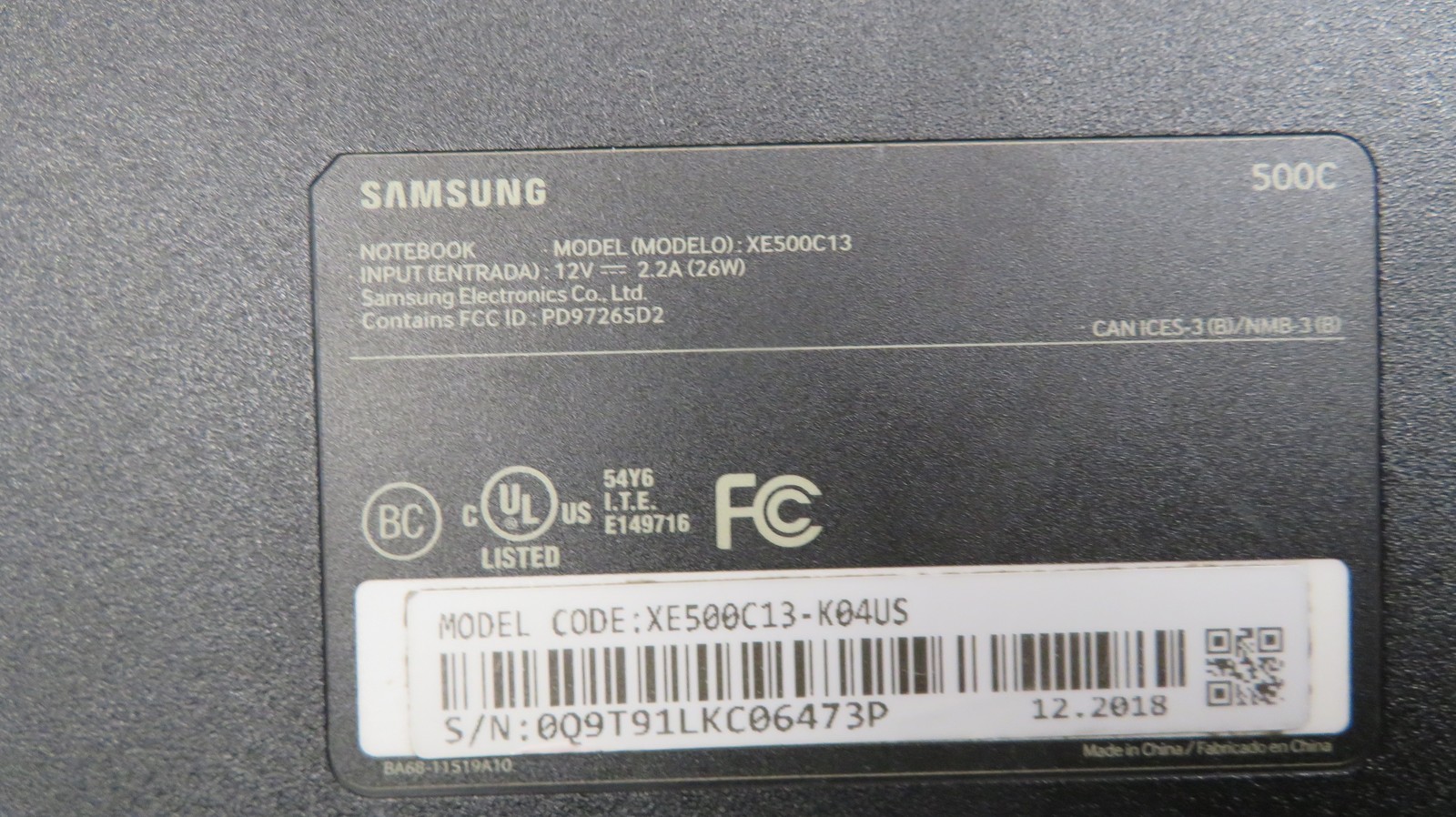 Samsung 3 XE500C13 11.6 Inch 4GB RAM 16GB Emmc Chromebook Incomplete Good 7253
