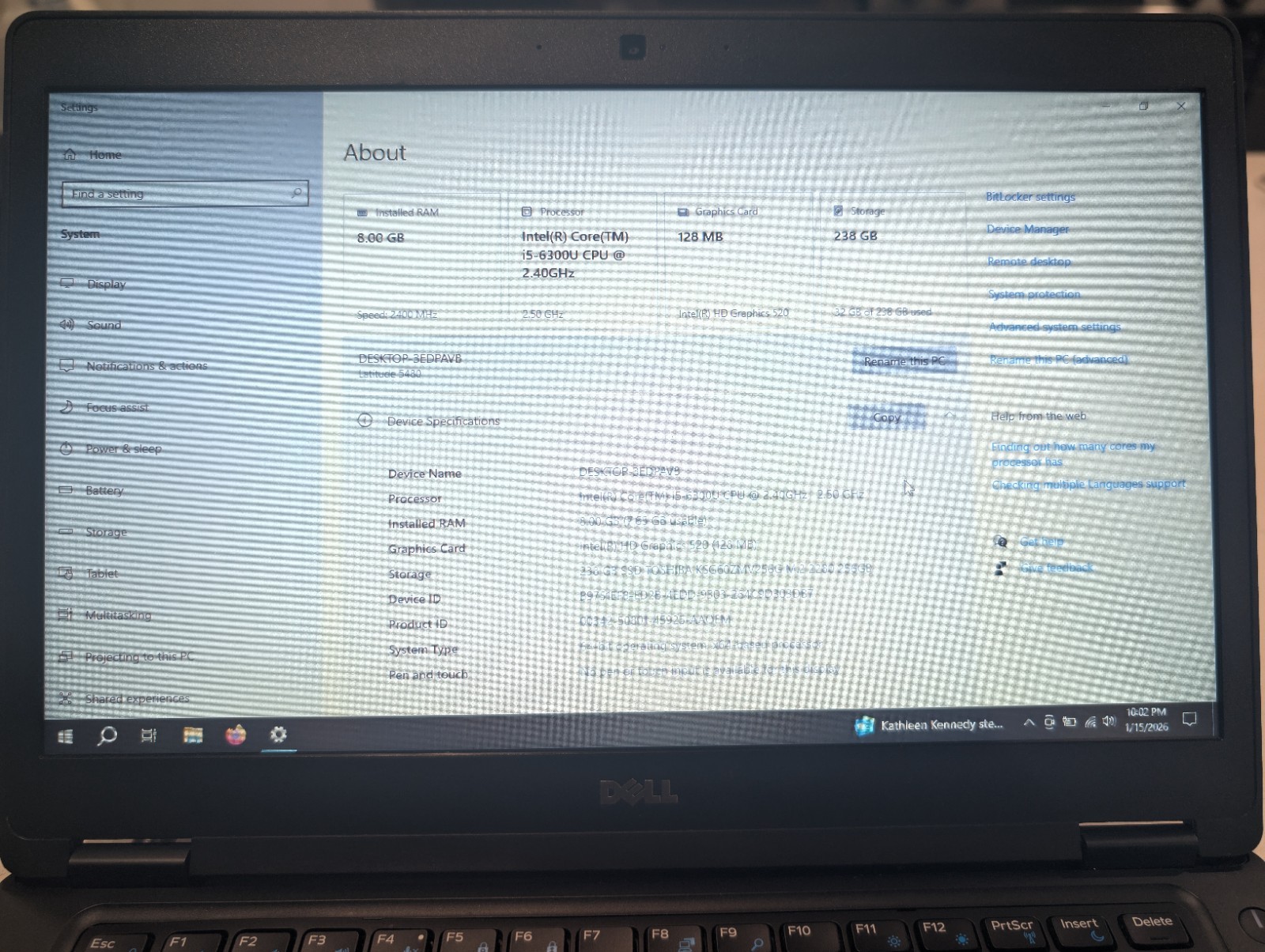 Dell Latitude 5480 14″ i5-6300U 8GB 256GB SSD Win 10 Pro NEW Battery & Cover AC