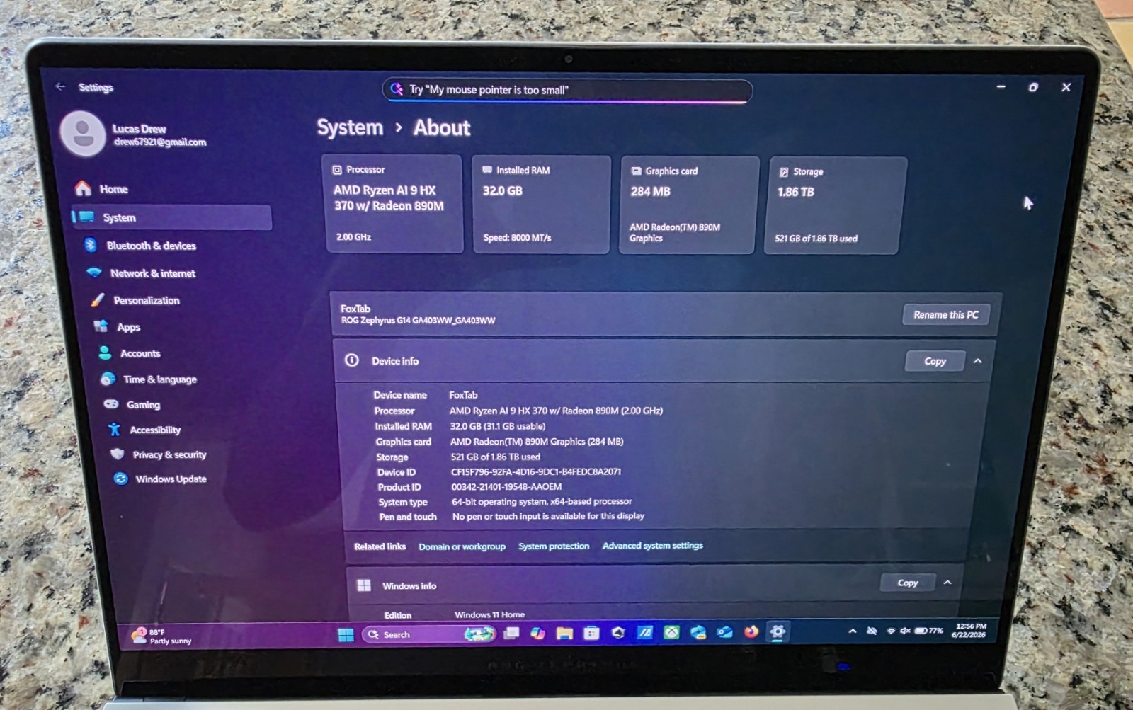 Asus rog zephyrus g14 Ryzen 9, RTX 5080, 32gb RAM 2TB SSD With EXTRAS