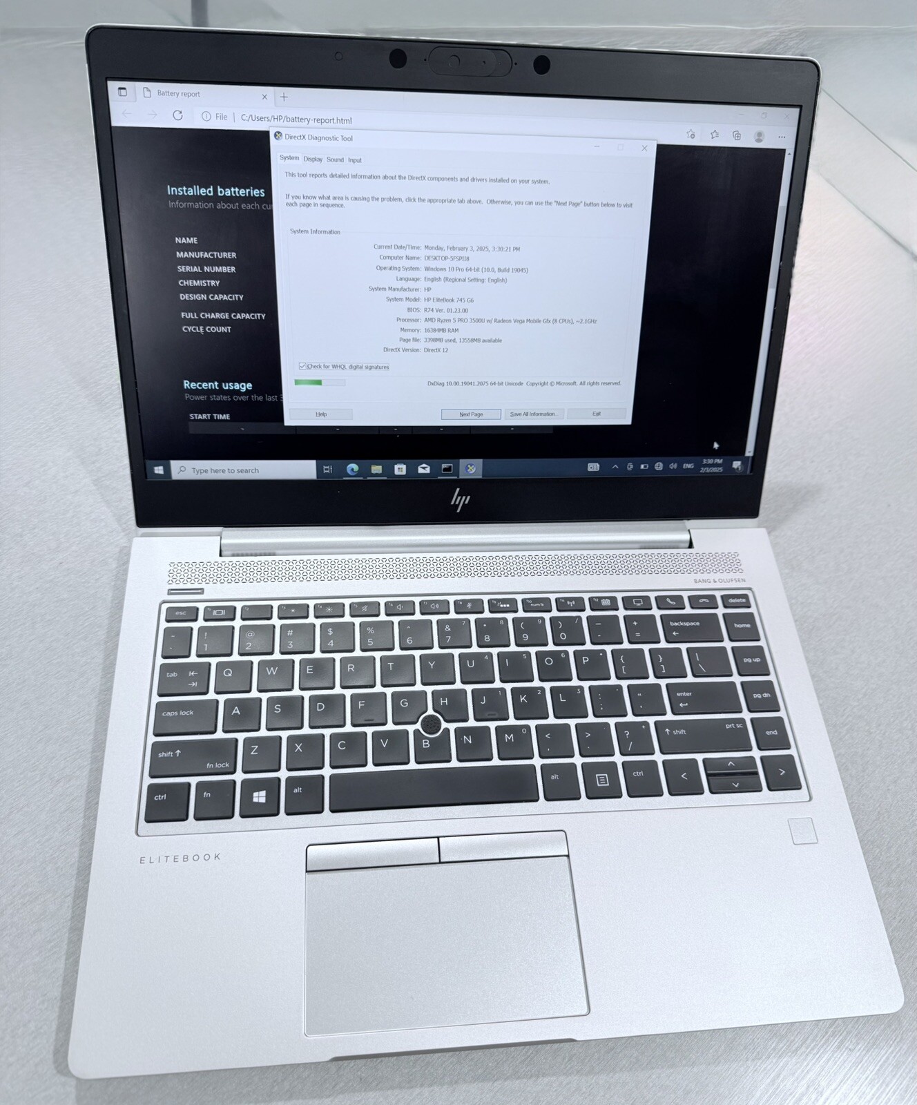 HP EliteBook 745 G6 14” 512GB SSD AMD Ryzen 5 Pro 3500 L, 2.1GHz 16GB Touch