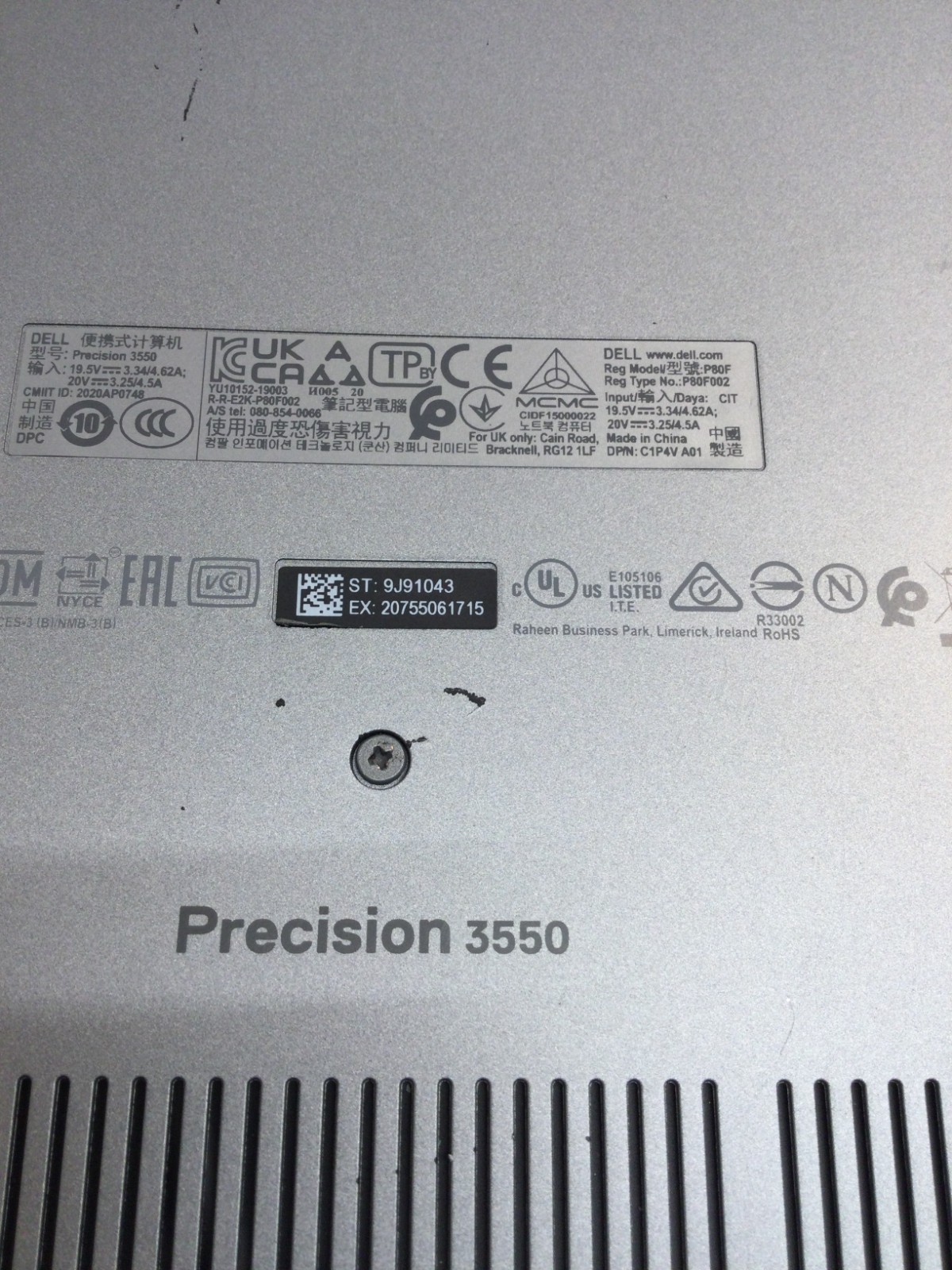 Dell Precision 3550 15.6” core i5 10th gen 1.70GHz 8GB 256GB SSD WIN 11 PRO