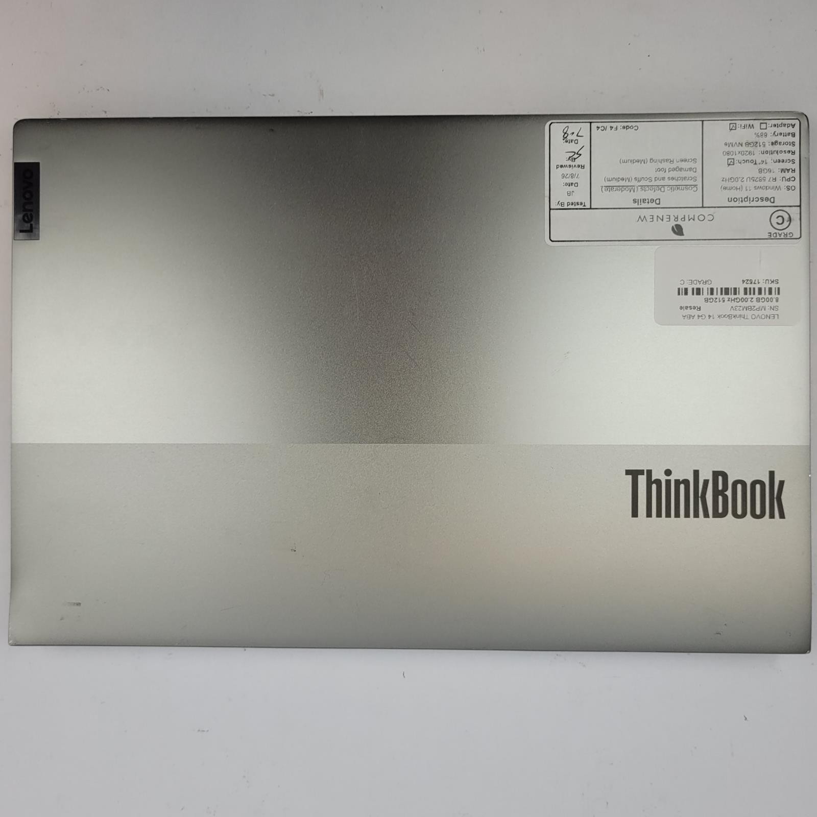 LENOVO ThinkBook 14 G4 Win 11 R7 5825U 16GB RAM 512GB NVMe | Grade C