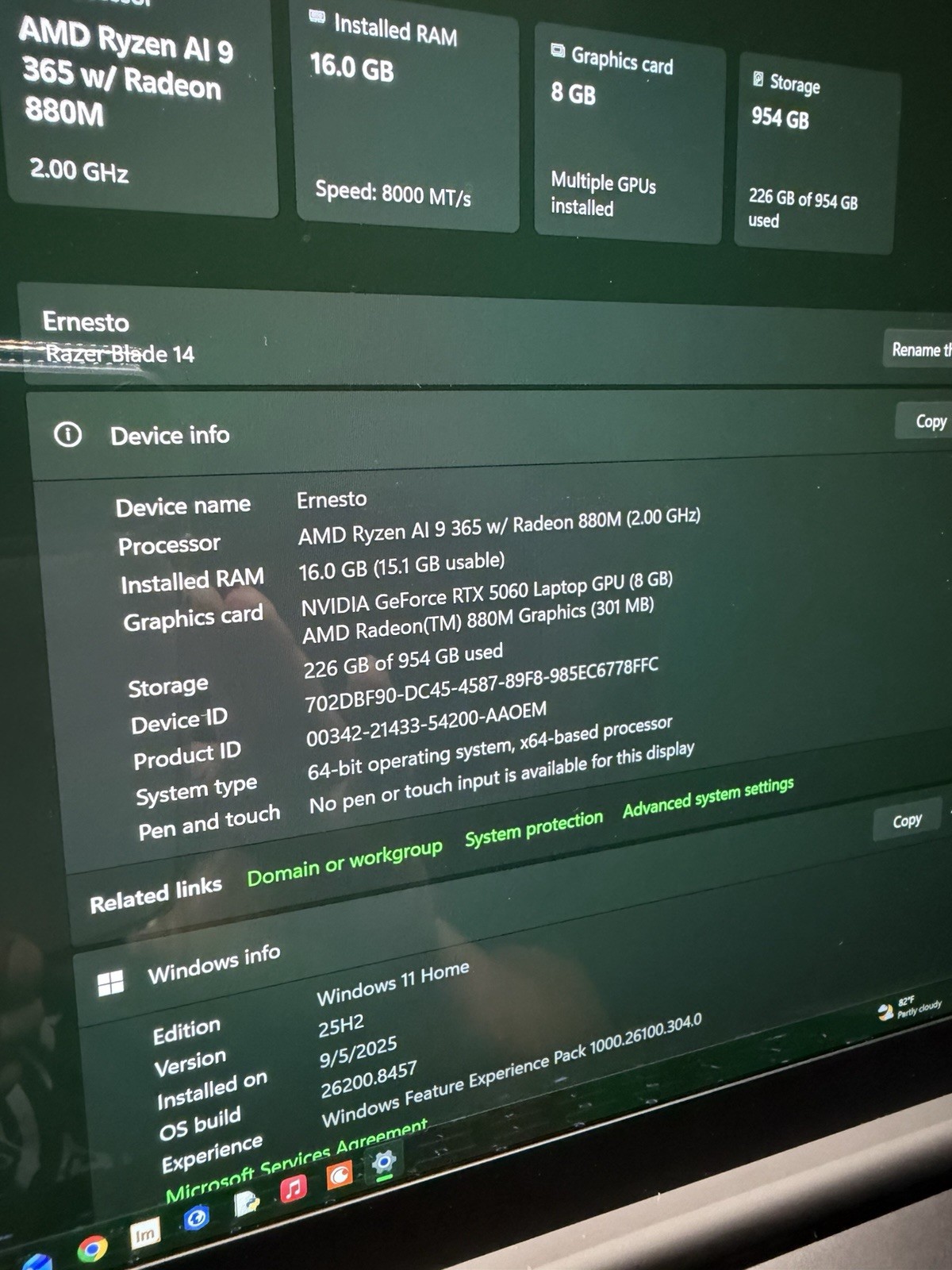 Razer Blade 14 14in Gaming Laptop Ryzen AI 9 365 16GB 954GB SSD RTX 5060