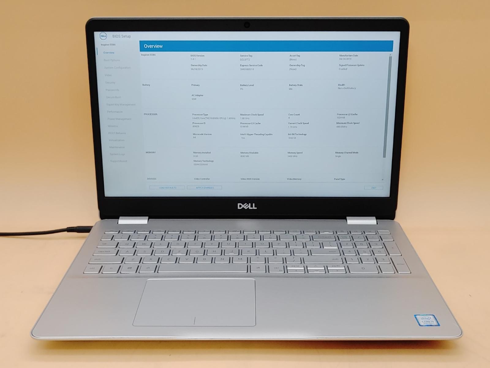 Dell Inspiron 5584 15.6″ Intel i5-8265U 8GB *NO SSD/NO OS/NO AC* **BAD BATTERY**