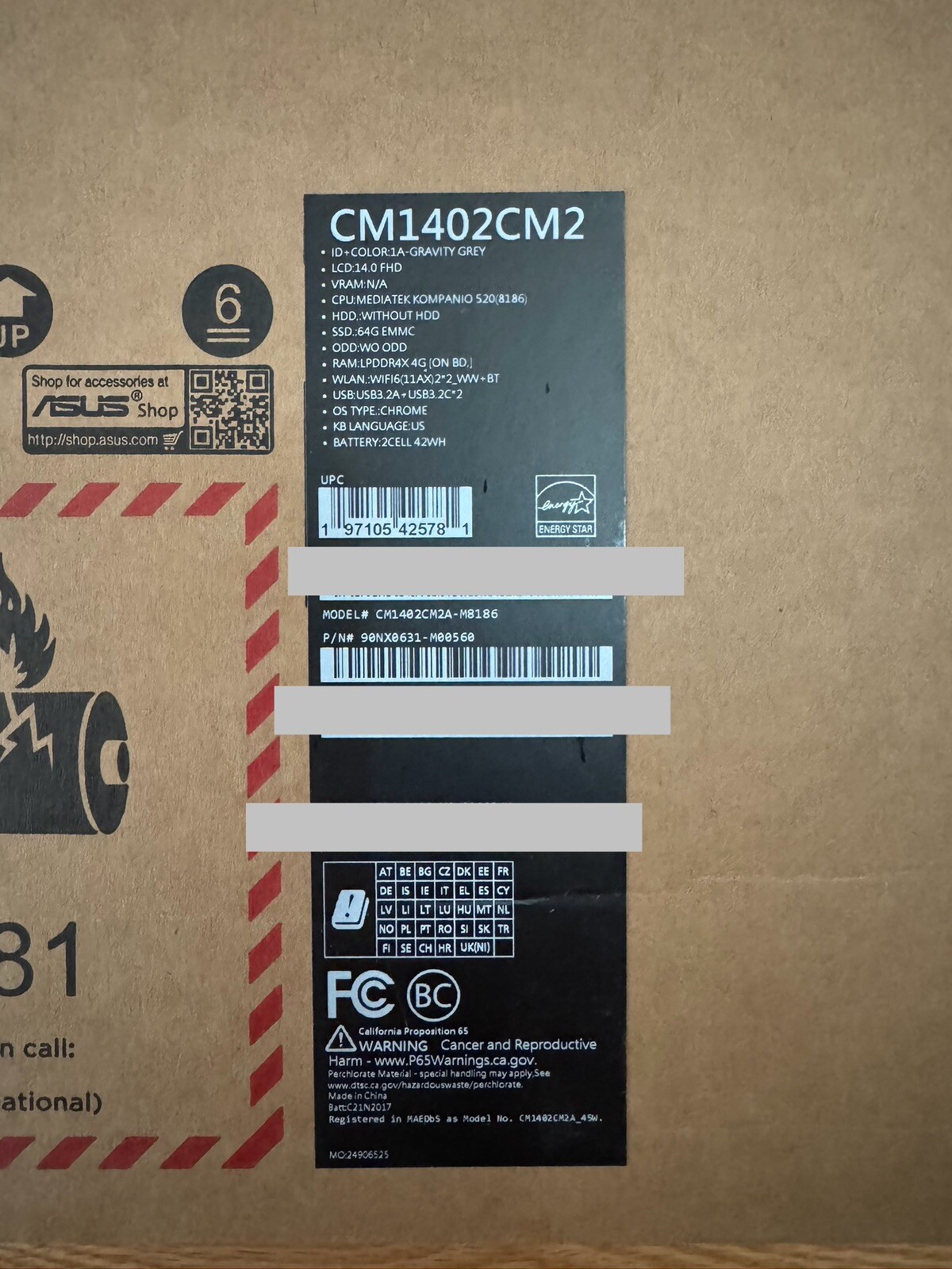 ASUS CM1402CM2A-M8186 14″ Chromebook ✅Brand new✅ MediaTek 520/ 4GB/ 64GB eMMC