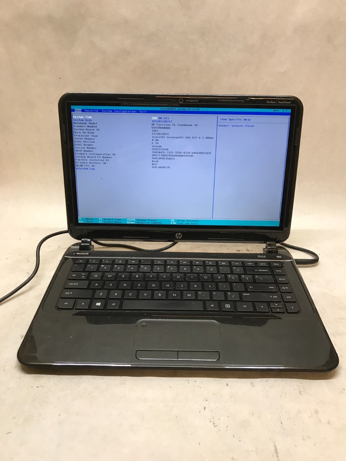 HP Pavilion TS Sleekbook 14 Intel Celeron 877 1.4GHz 4GB RAM NO HDD NO OS – -DW