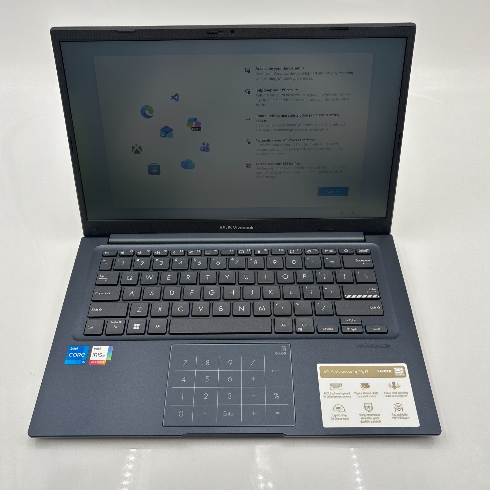 Asus Vivobook 14 14″ FHD Intel Core i5 12GB RAM 256GB SSD Blue New Open Box