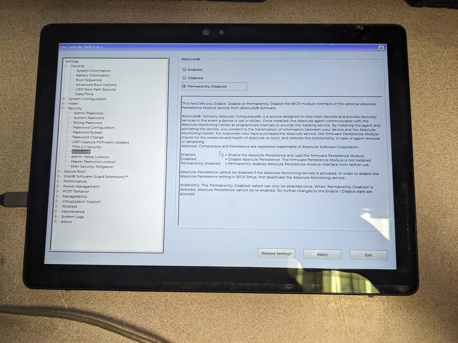 DELL LATITUDE 7200 2-IN-1 i5-8365U @ 1.60GHz, 8GB RAM, NO HDD/OS – (FOR PARTS)