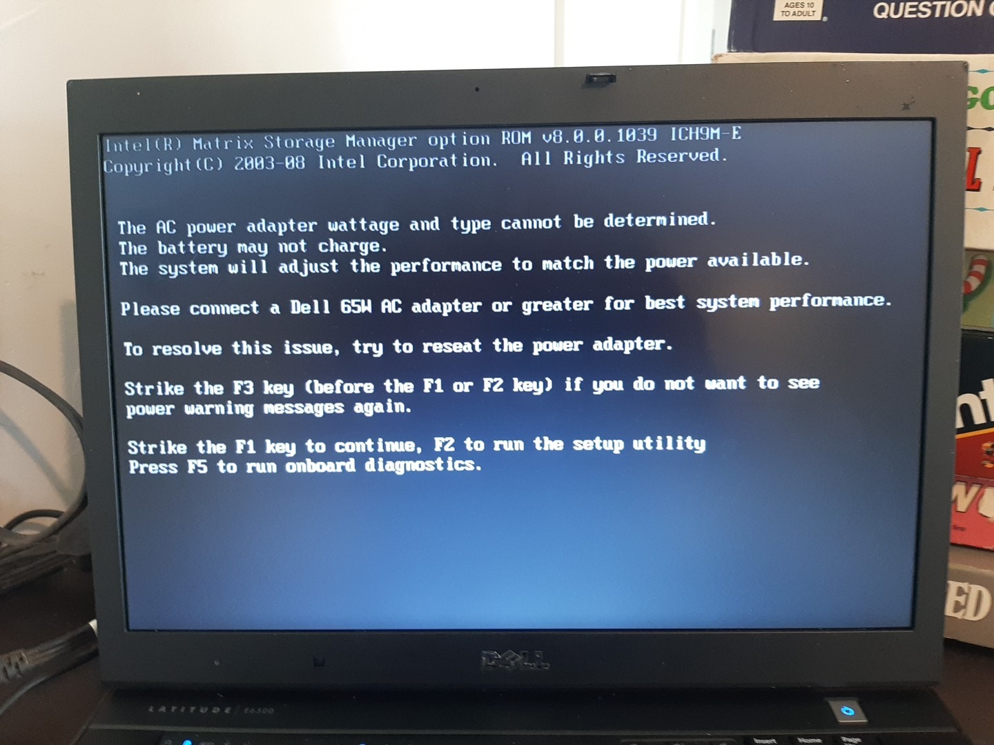 Dell Latitude E6500 Intel 2 Core Duo Inside w/ Power Cord, Powers Up