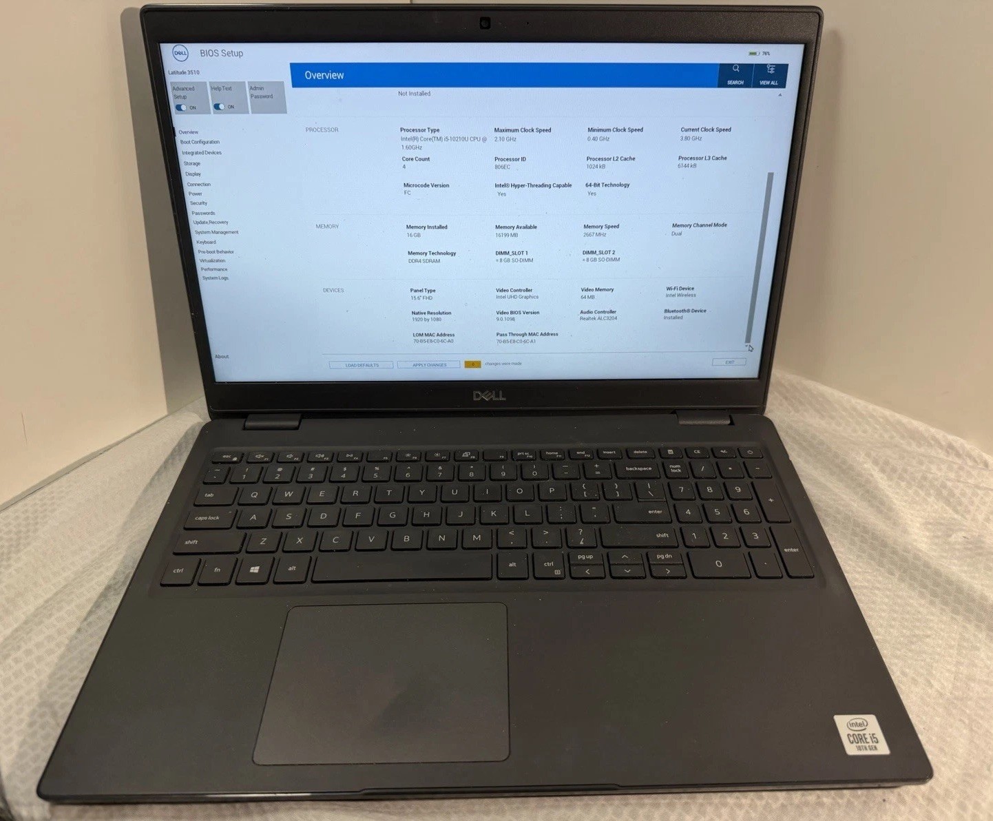 Dell Latitude 3510 15.6” FHD Laptop i5-10210U 16GB RAM 256GB SSD Win 11 Pro