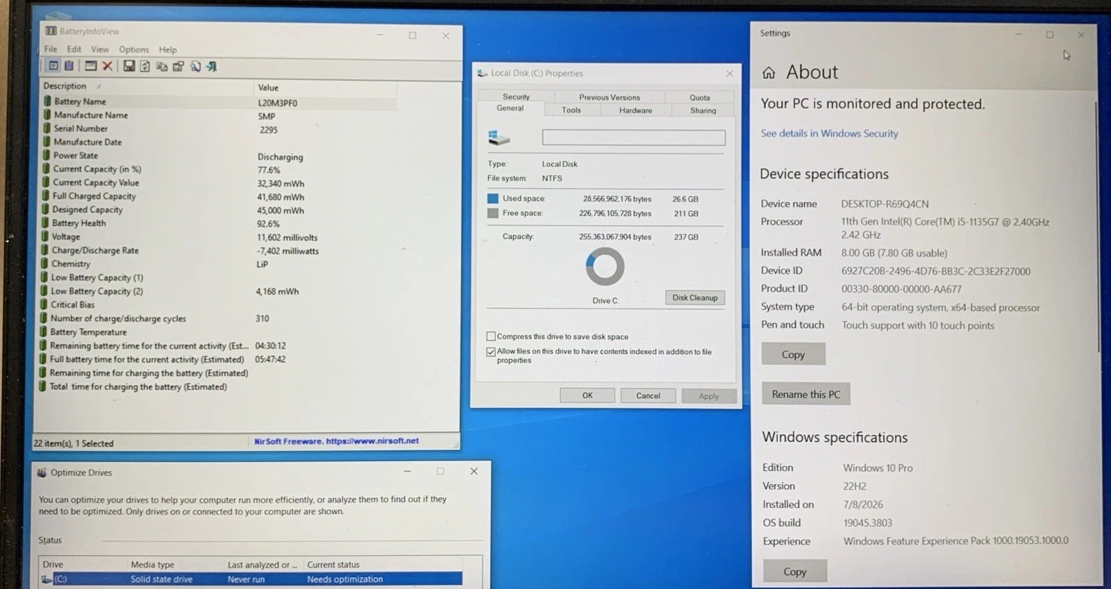 Lenovo IdeaPad 3-15ITL6, Intel Core i5-1135G7 @ 2.4GHz, 8GB RAM, 256GB SSD, W10P
