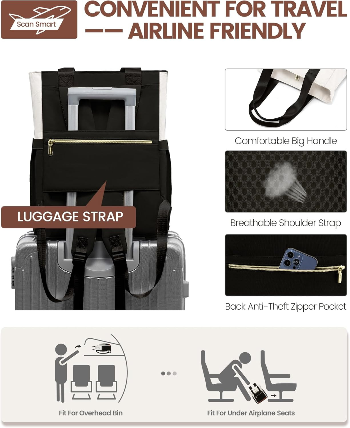Laptop Backpack for Women, 15.6 Inch Work Laptop Bag Teacher Nurse Backpack, Wid