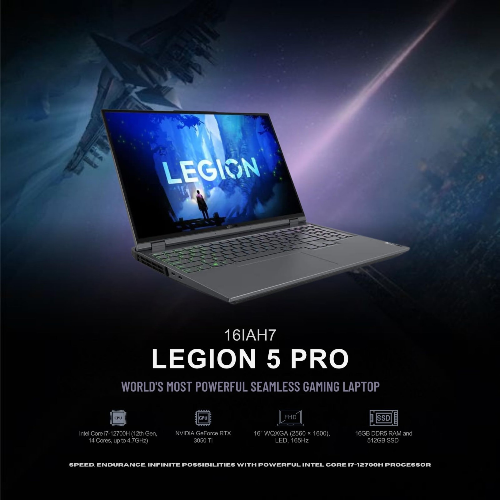 Lenovo Legion 5 Pro 16IAH7 (82S00003US) Gaming Laptop – Storm Gray