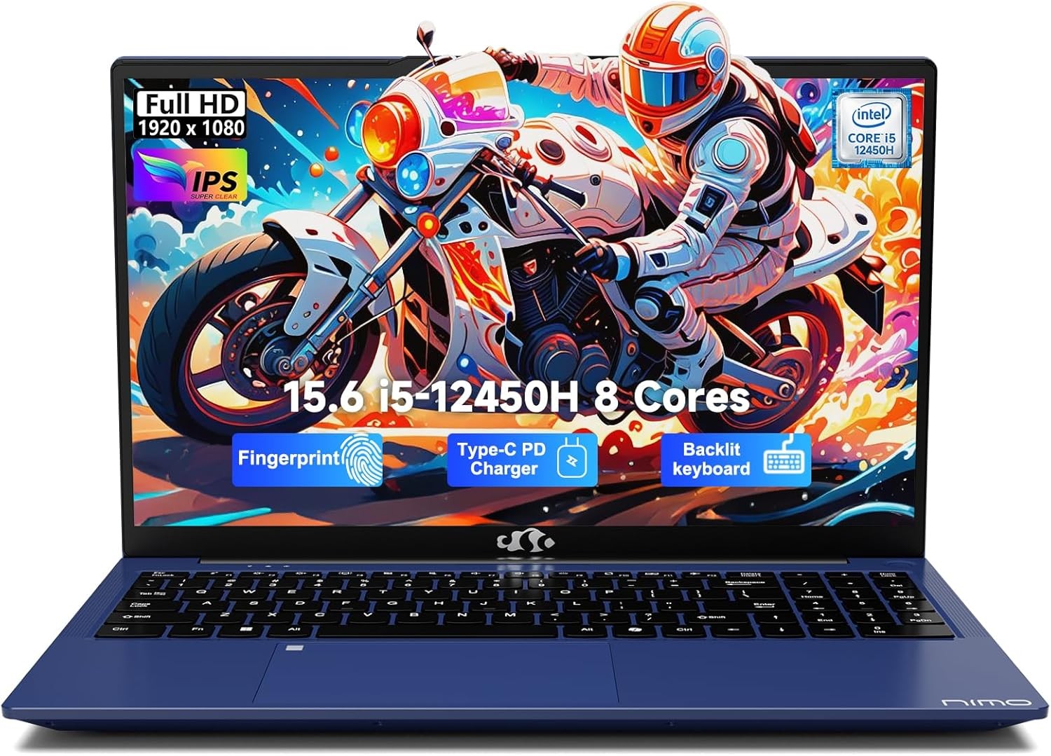 NIMO 15.6″ FHD IPS Laptop Intel i5-12450H 8 Cores 8GB RAM 256GB SSD Up to 4.4GHz