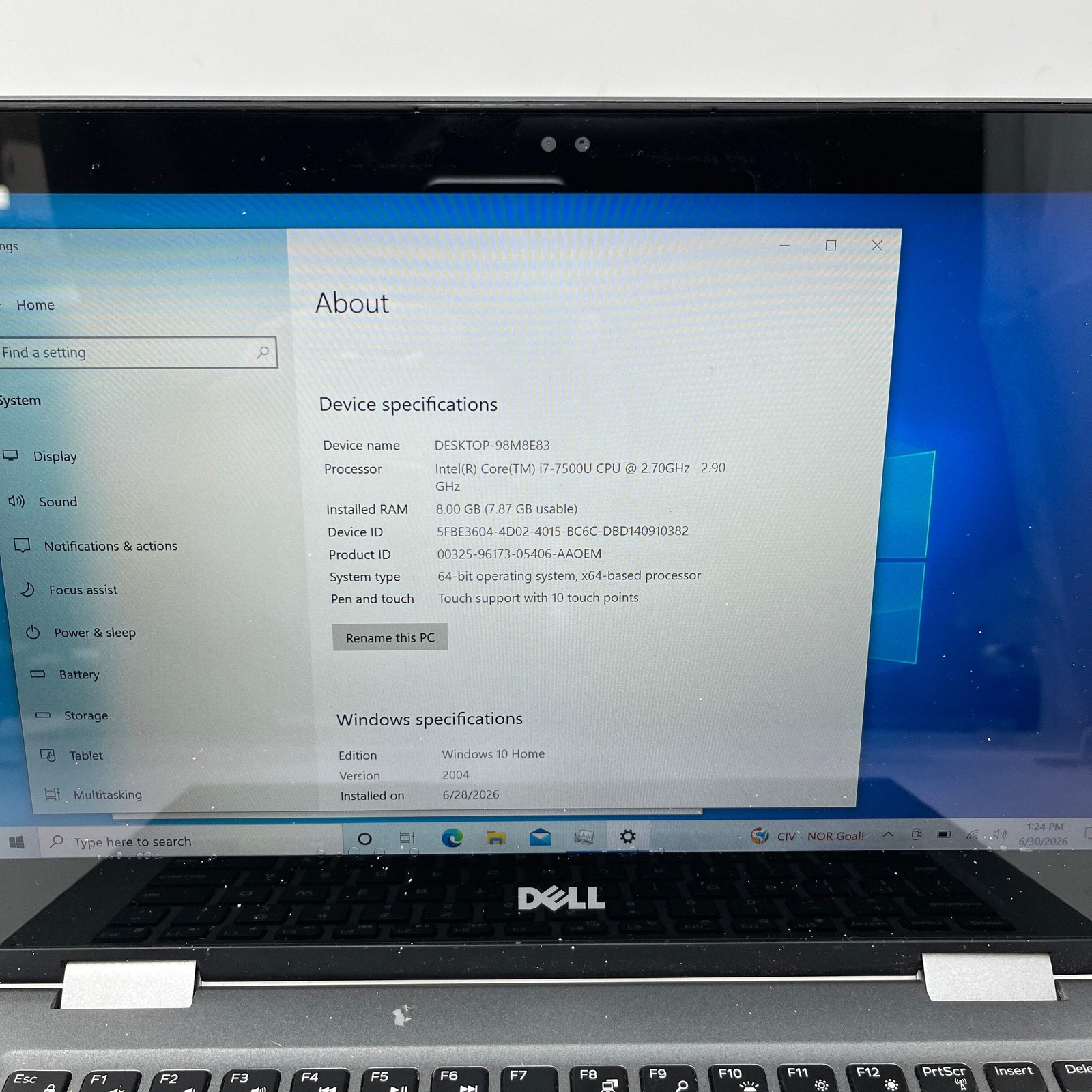 Dell Inspiron 98M8E83 15.6″ i7-7500U 2.7GHz 8GB RAM 1TB HDD