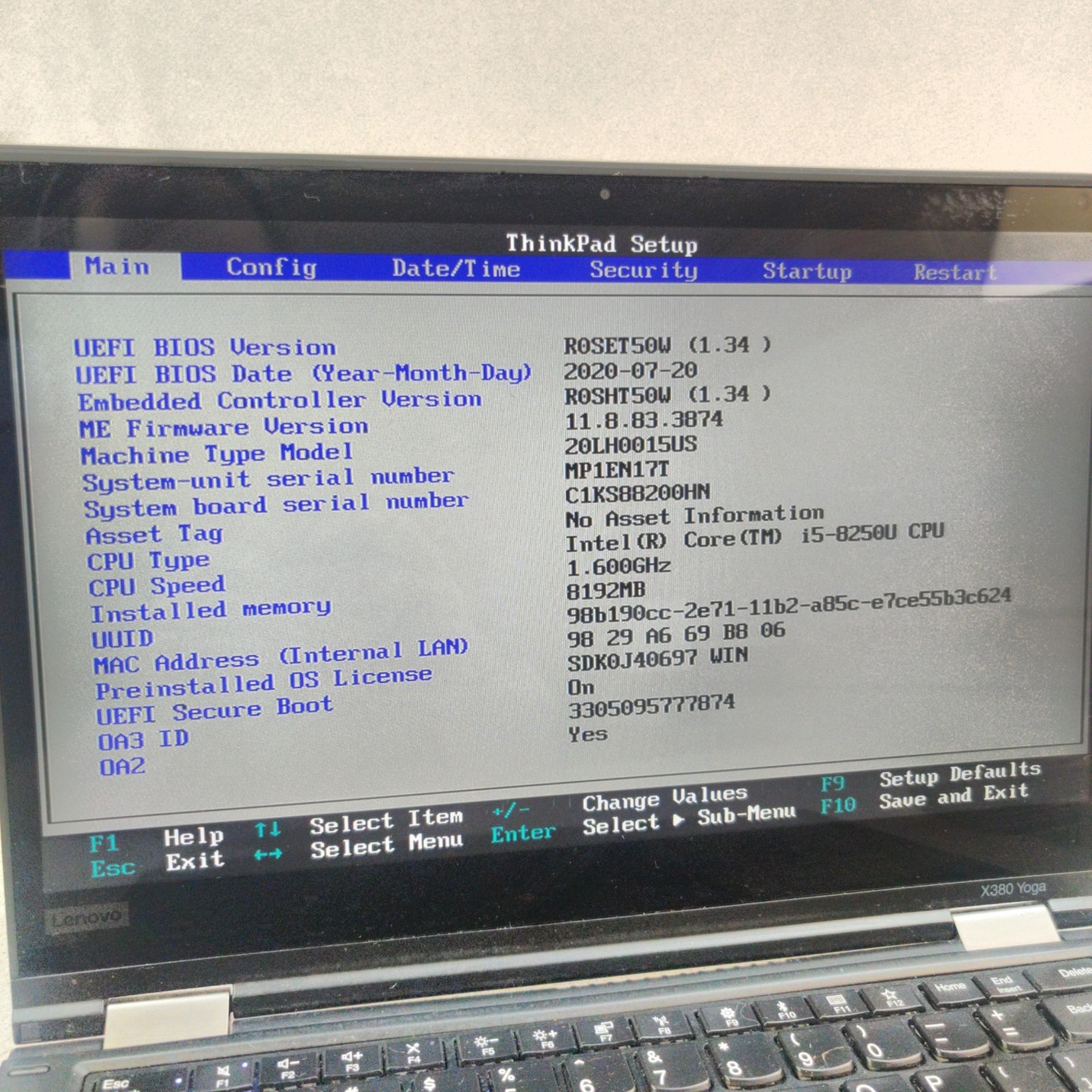 Lenovo ThinkPad X380 Yoga Intel i5-8250U 8GB RAM NO SSD/OS/AC ADAPTER
