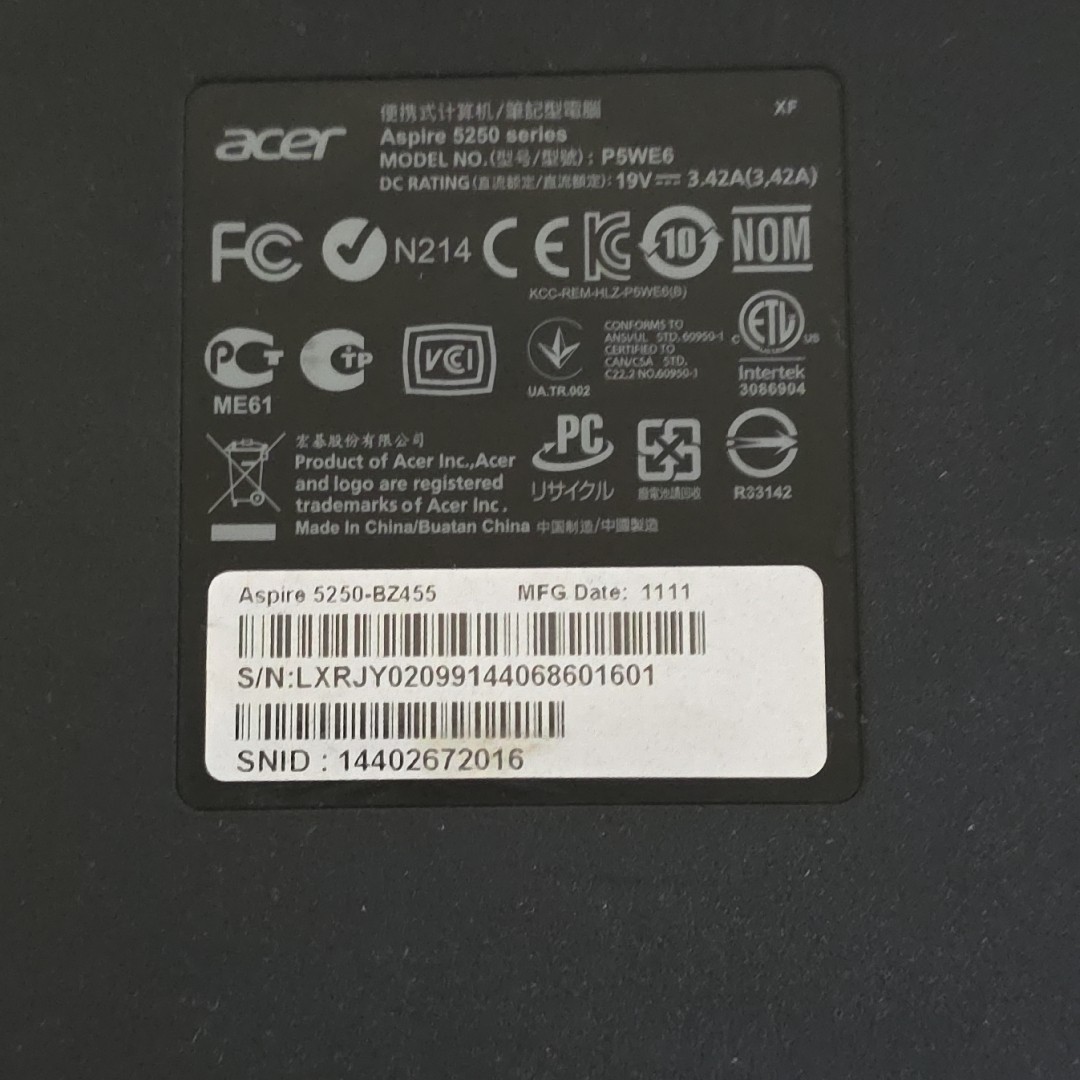 Acer Aspire 5250 , Dual Core AMD RADEON GRAPHICS WONT POWER ON