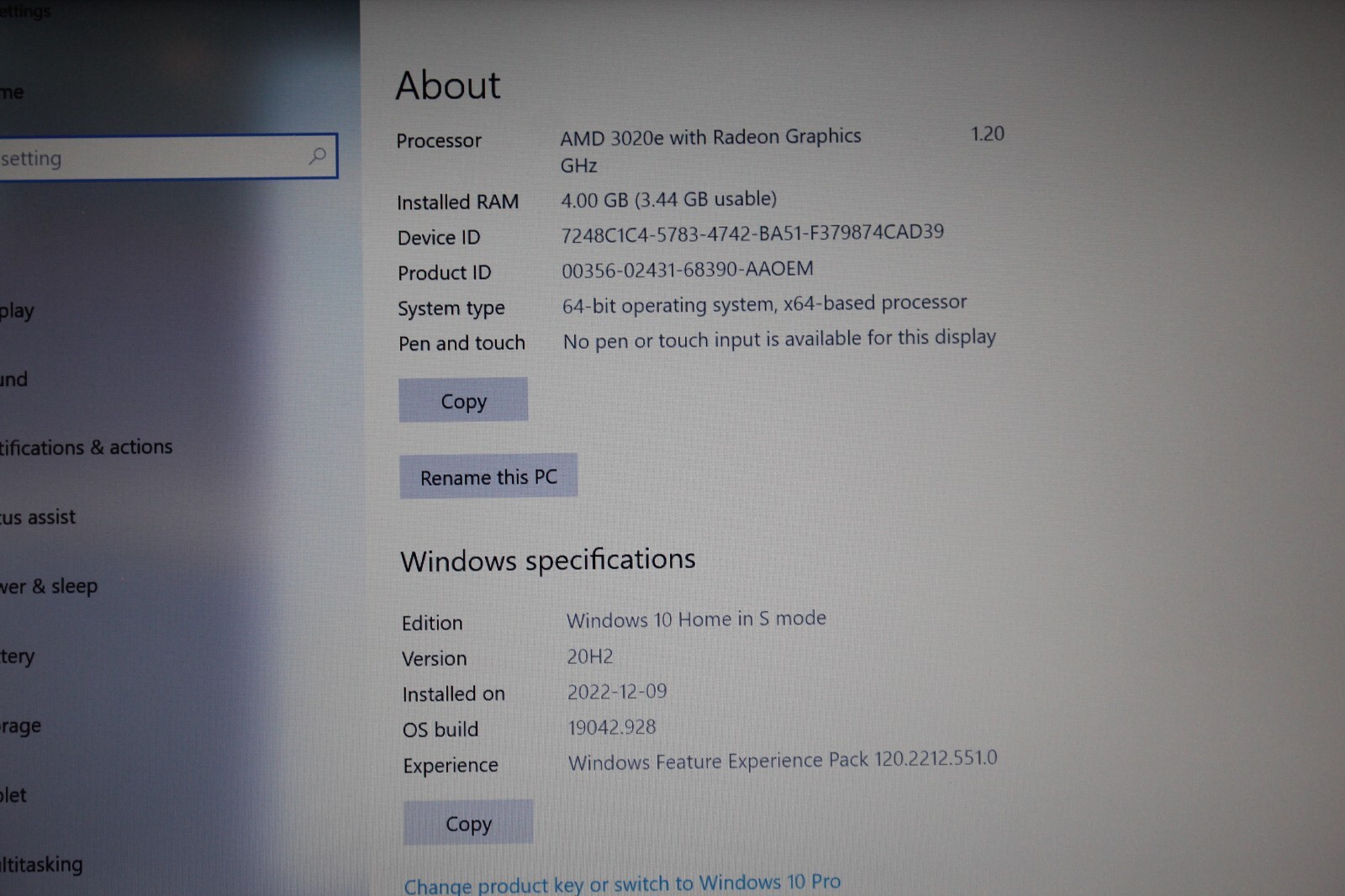 Acer Aspire 3 A314-22-A6WC AMD 3020e 4GB DDR4 128GB SSD 14″ Laptop – Silver