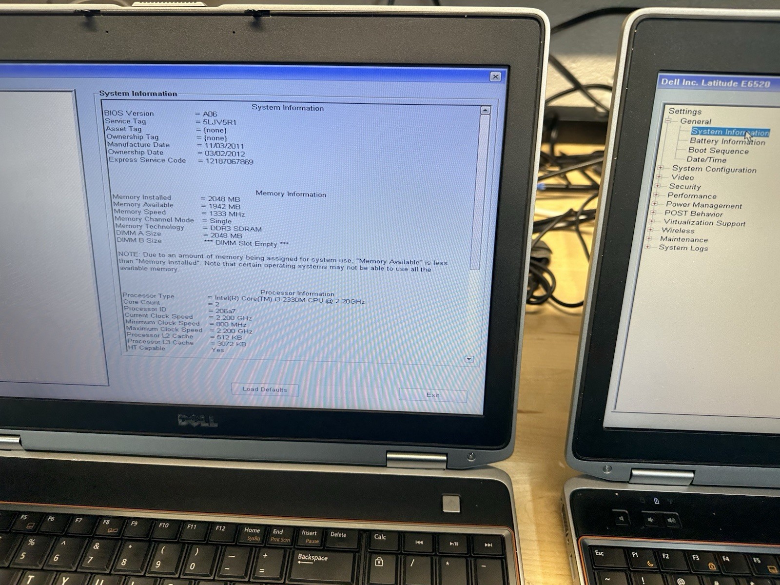 *LOT OF 2* DELL LATITUDE E6520 – i3 i7-2720QM / 2GB 8GB RAM *NO HDD /
