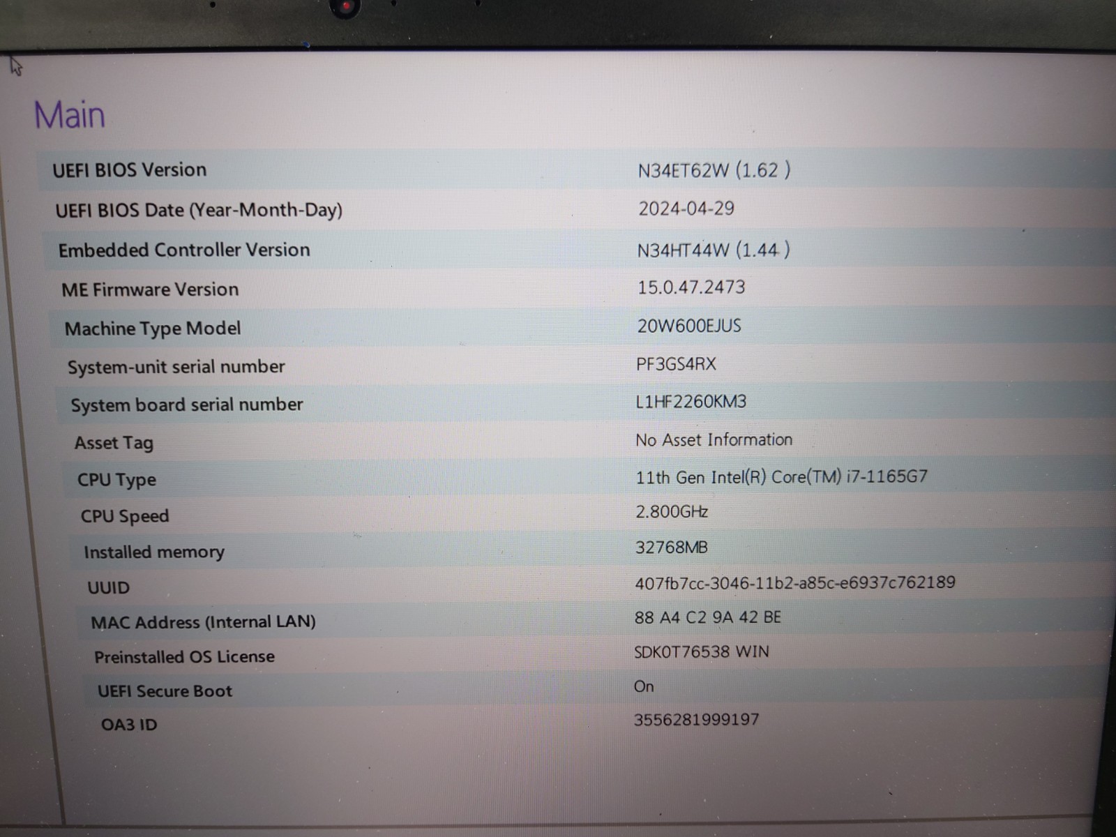 Lenovo ThinkPad P15s Gen2 15.6″ FHD Touch i7-1165G7 32GB RAM 256GB SSD No OS