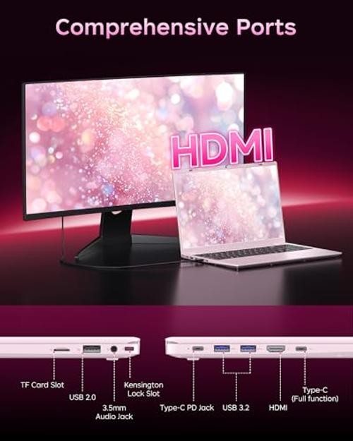 Pink Laptop 12GB RAM, 15.6 Inch FHD Laptops with Pentium Gold (Beats Pentium,