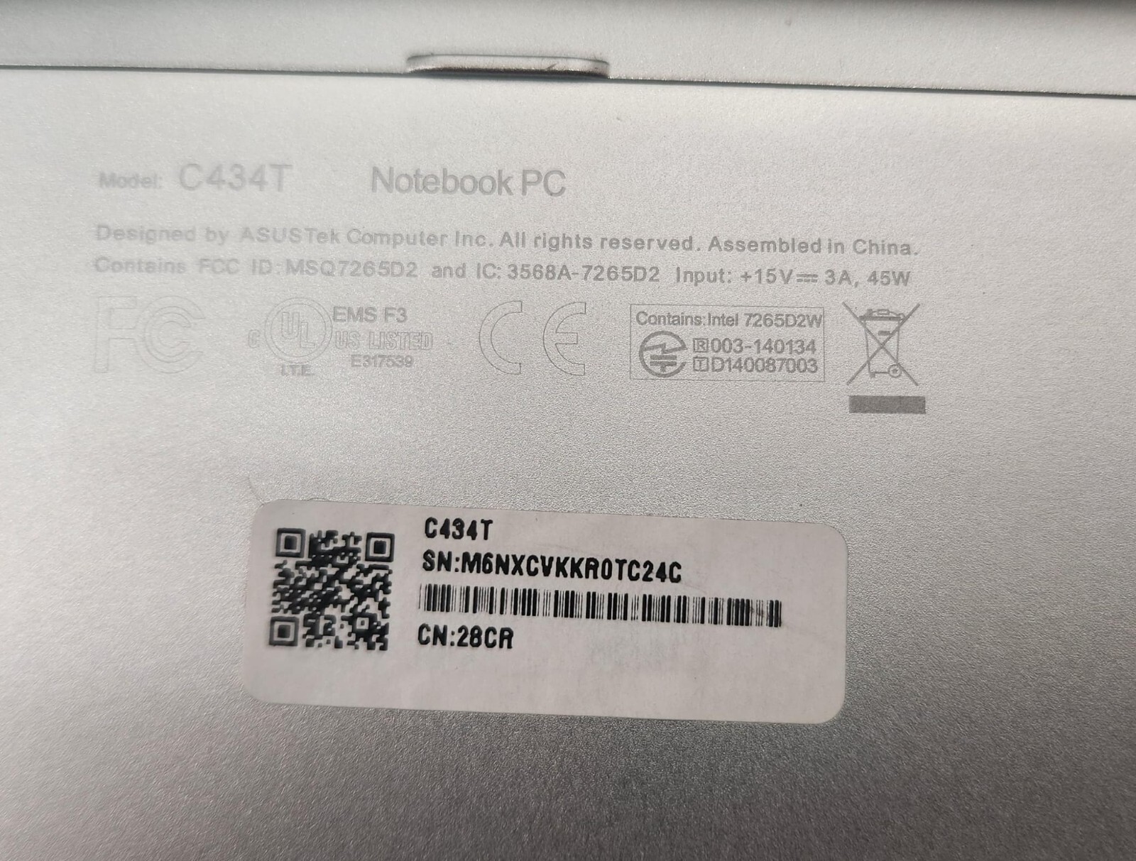 ASUS Chromebook Flip C434T 14″ Touchscreen M3 4GB 128gb Laptop Parts only