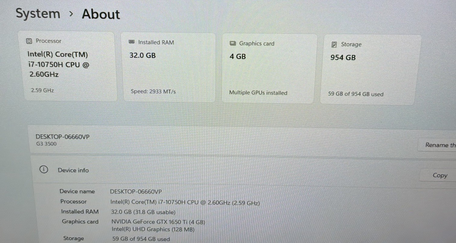 Dell G3 15 3500 15.6″ Intel i7-10750H 2.6GHz 32GB RAM 1TB SSD Nvidia GTX 1650