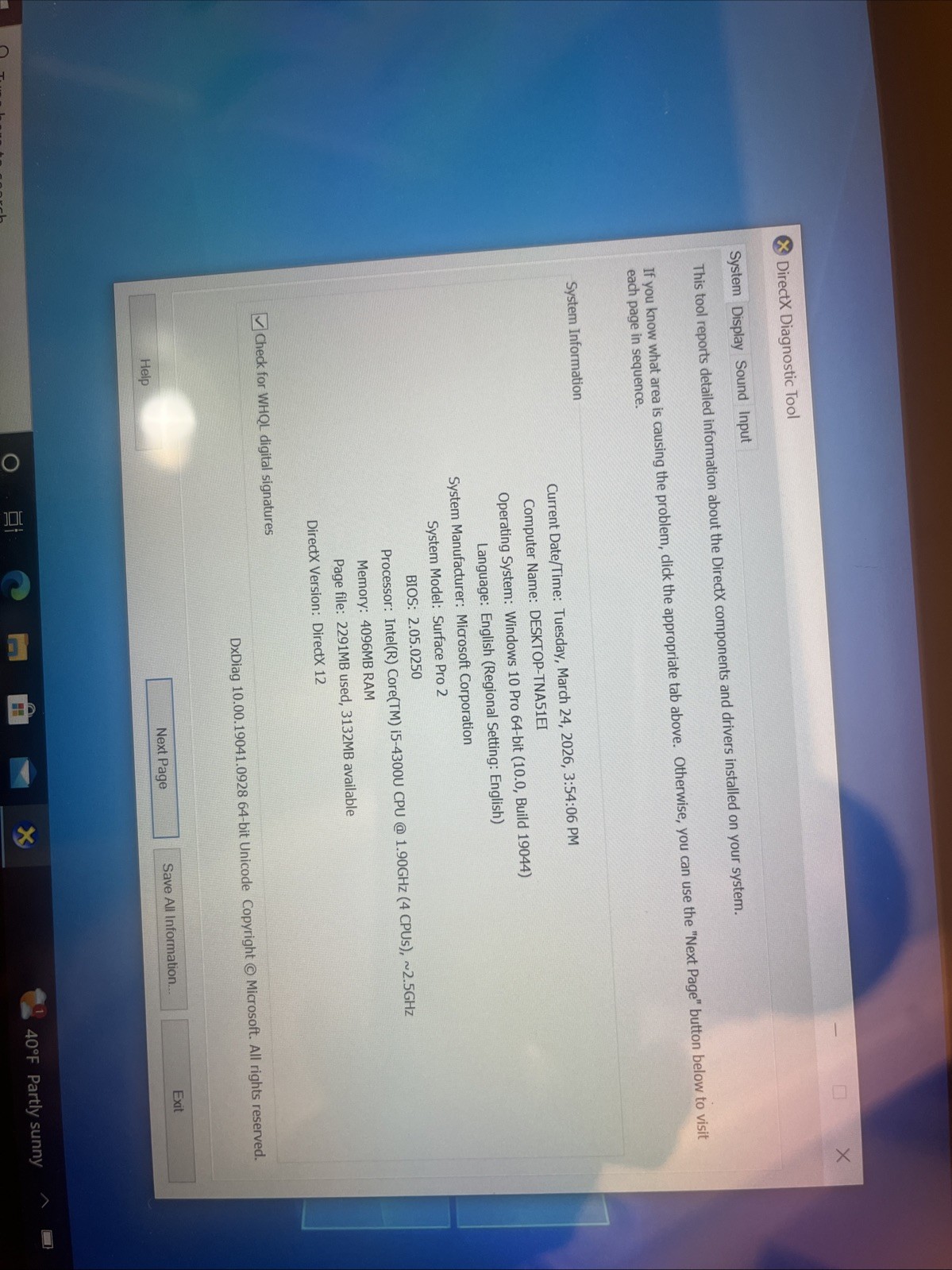Microsoft Surface Pro 2 1601 Black With Keyboard 64 GB Windows 8 pro (Untested)
