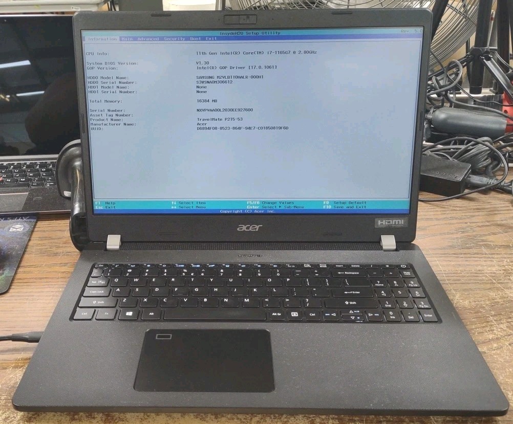 Acer TravelMate P215-53 N19Q8 W/ I7-1165G7, 16GB, 1TB.