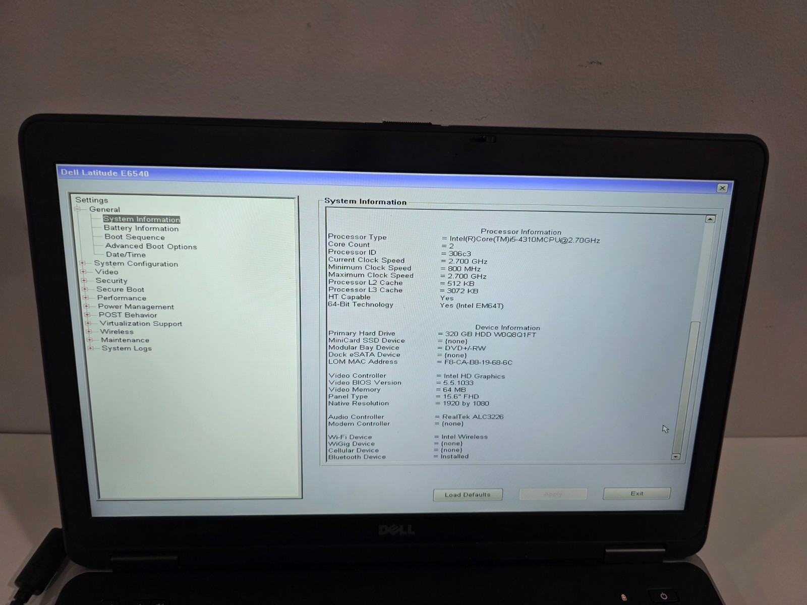 Dell Latitude E6540 Intel i5-4310M 8GB 320GB HDD Bluetooth Comfort KB / RF Tech