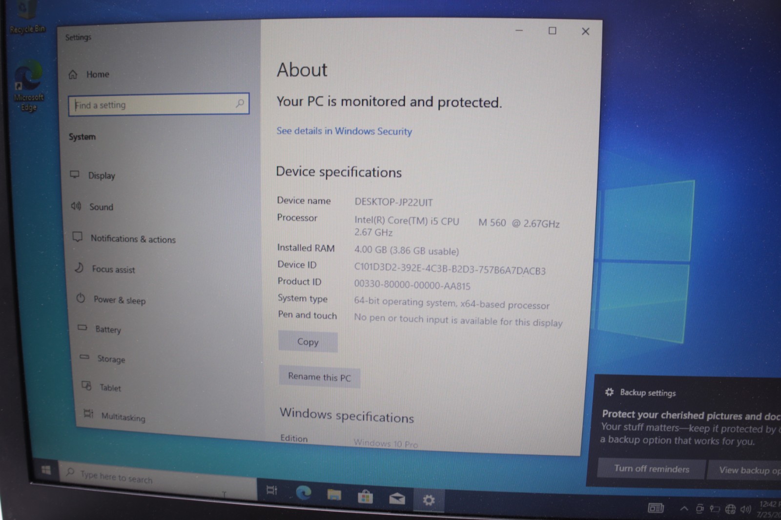 Dell Latitude E6410 14″ Intel i5 M560@2.67GHz 4GB 250GB Win 10 BAD BATTERY