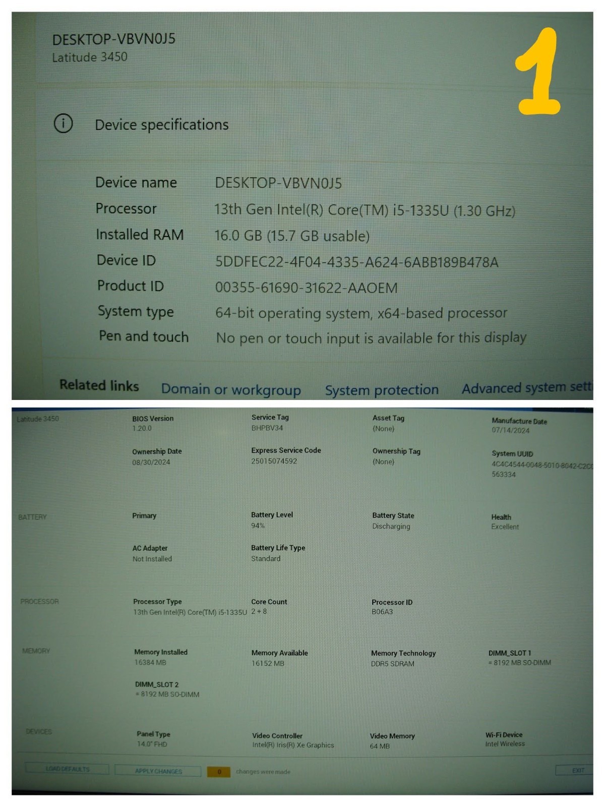 Dell Latitude 3450 14”FHD Intel i5-1335U 1.3GHz 16GB 256GB Warranty +Charger