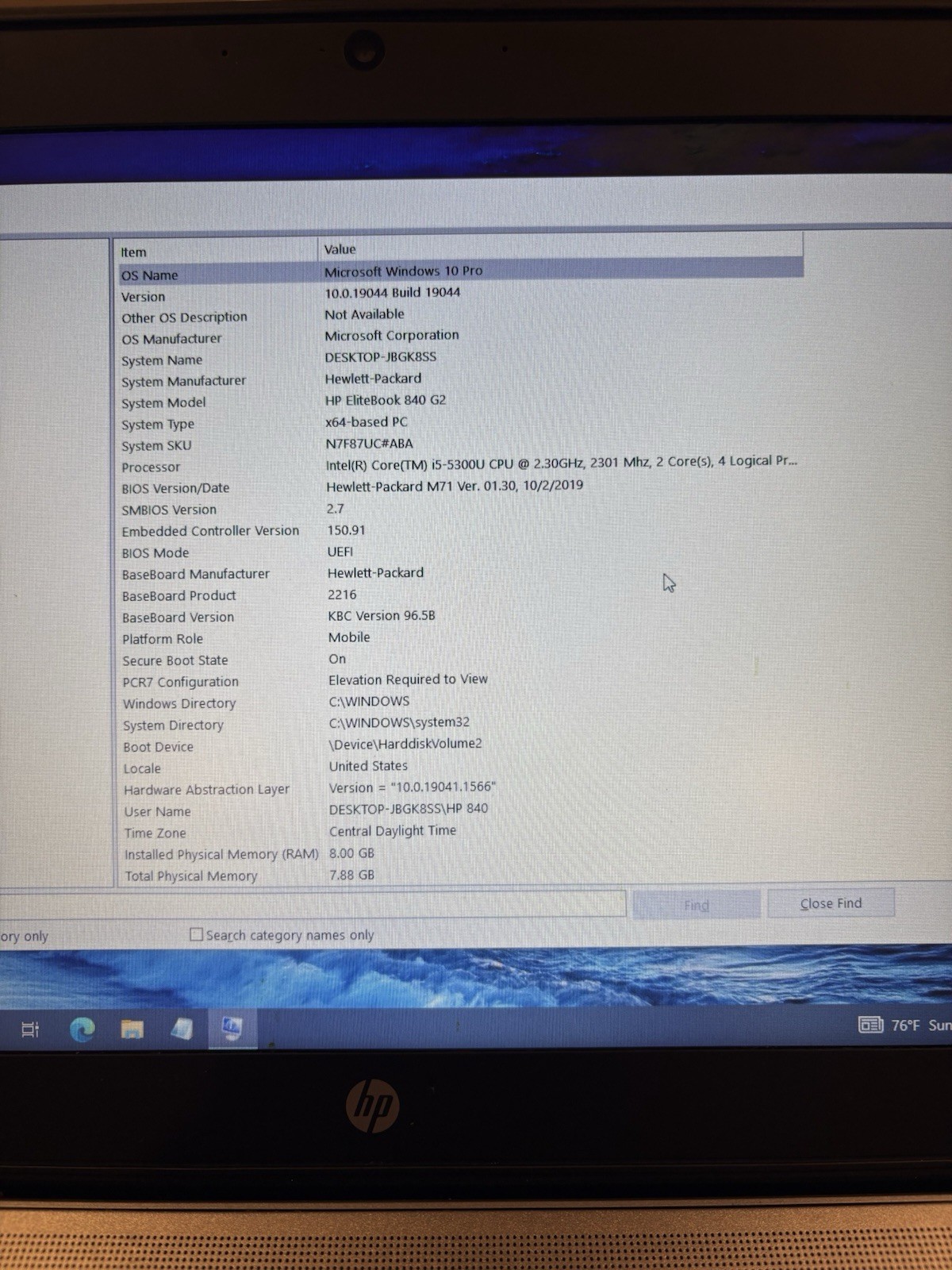 HP EliteBook 840 G2 14″ i5-5300U 8GB RAM 128GB SSD Win10 Pro Charger