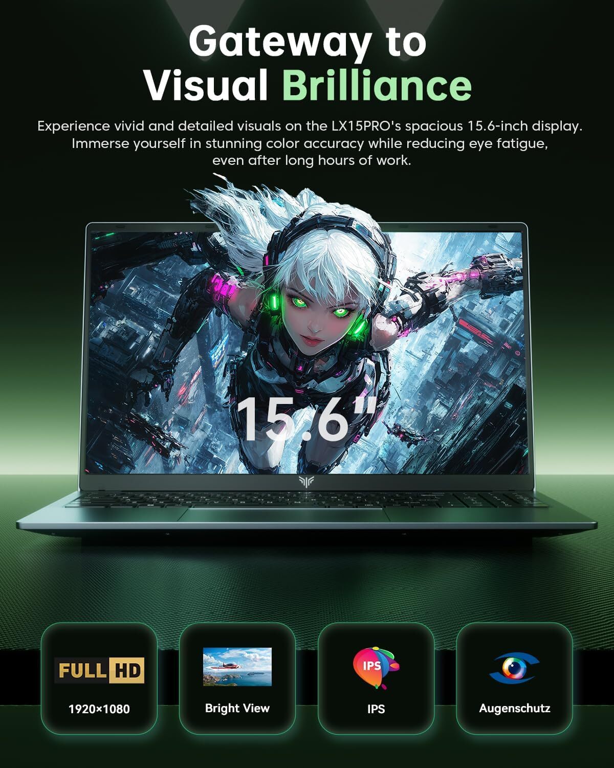 ACEMAGIC 18.6 in Laptop Intel N150 16GB DDR4 512GB SSD WIFI windows 11 Pro 1080P