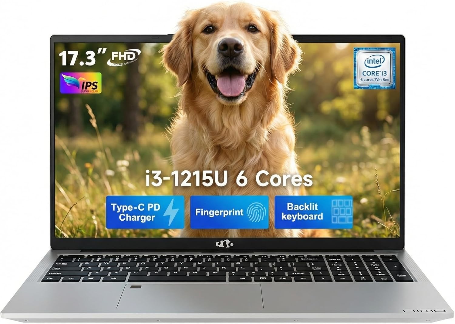 NIMO 17.3″ FHD IPS Laptop, Intel Core i3-1215U 16GB RAM, 512GB SSD Win 11 Home