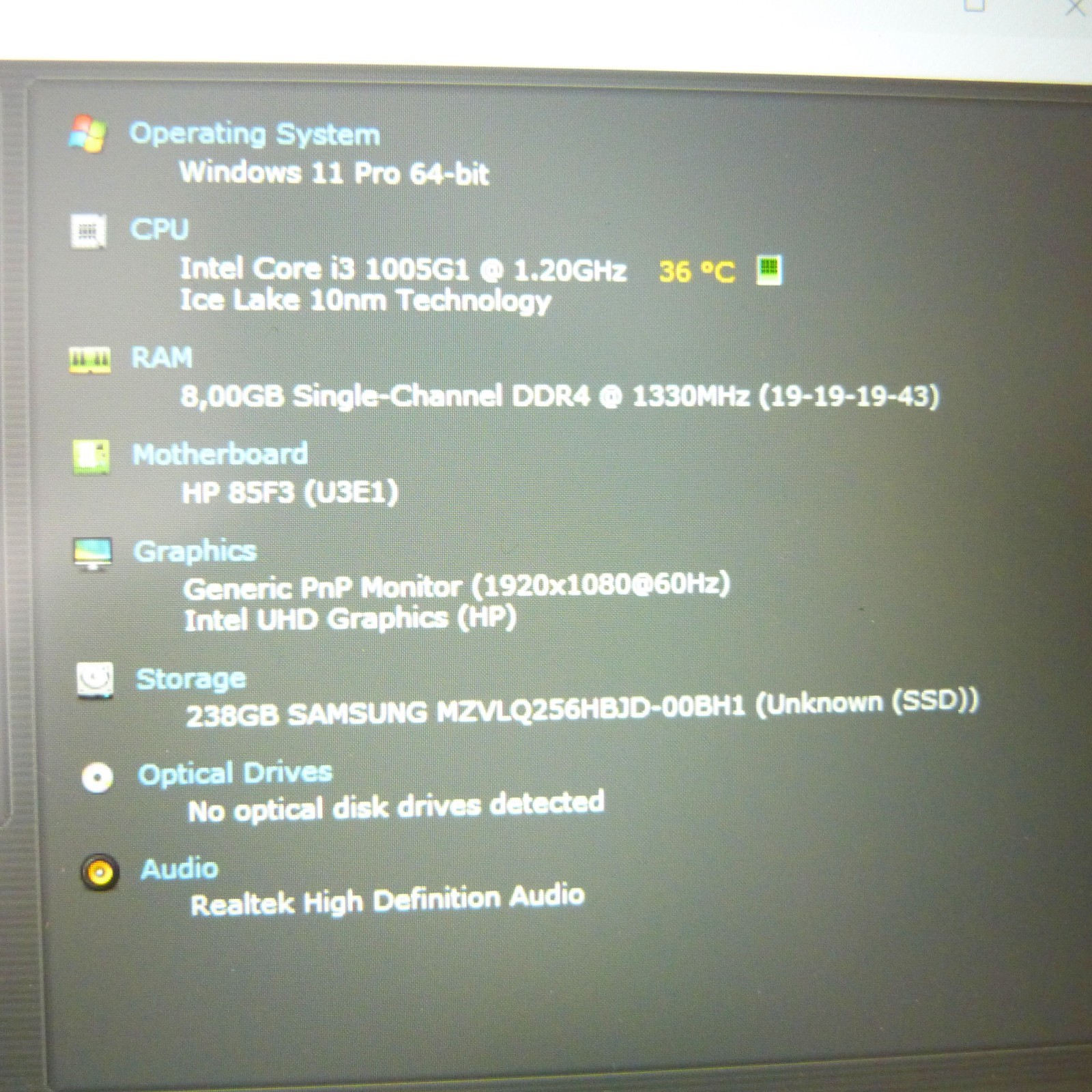 HP 250 G8 ENVY ULTRABOOK 15″ FULLHD Intel 10 GEN l SSD Windows 11 USBC HDMI
