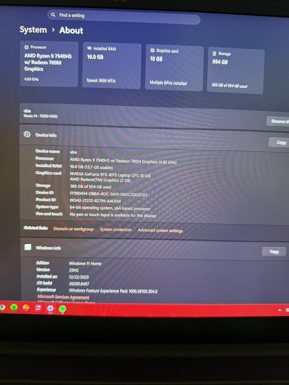 2023 Razer Blade 14 RZ09-0482 Ryzen 9 7940HS Radeon RTX 4070 16GB 1TB QHD+ 240Hz
