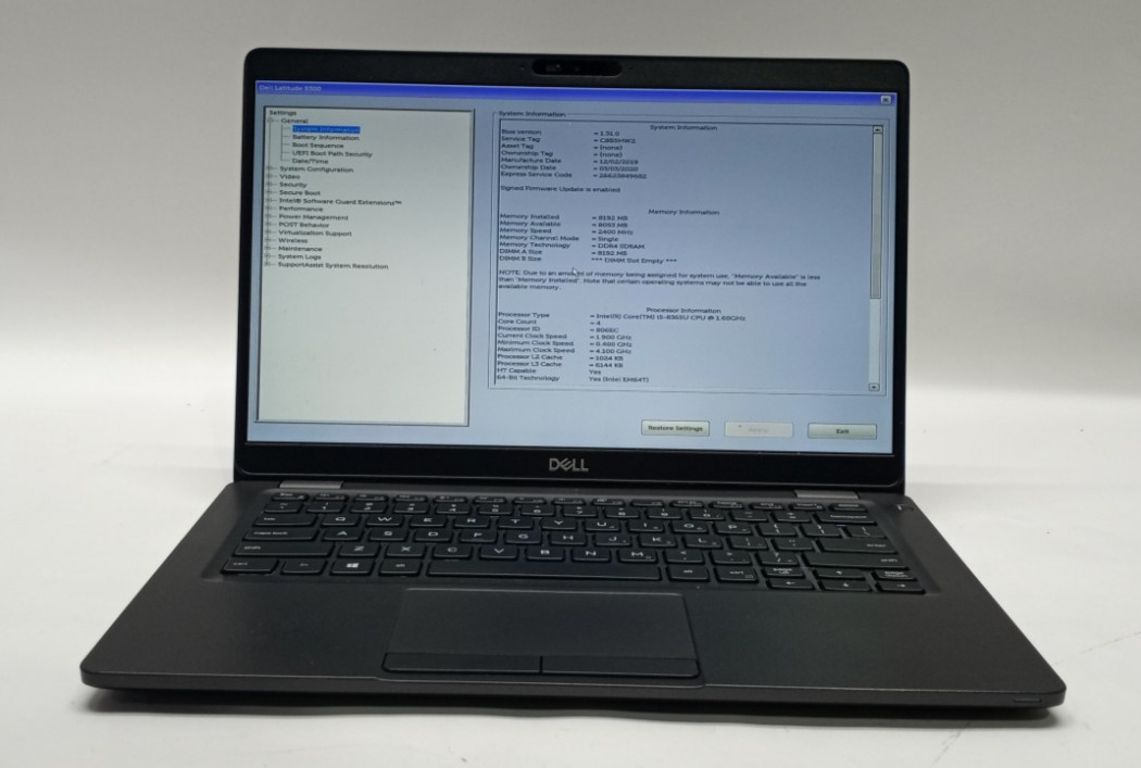 Dell Latitude 5300 13.3″FHD i5-8365U@1.60GHz 8GB RAM 256GB NVMe Win11Pro WH895!