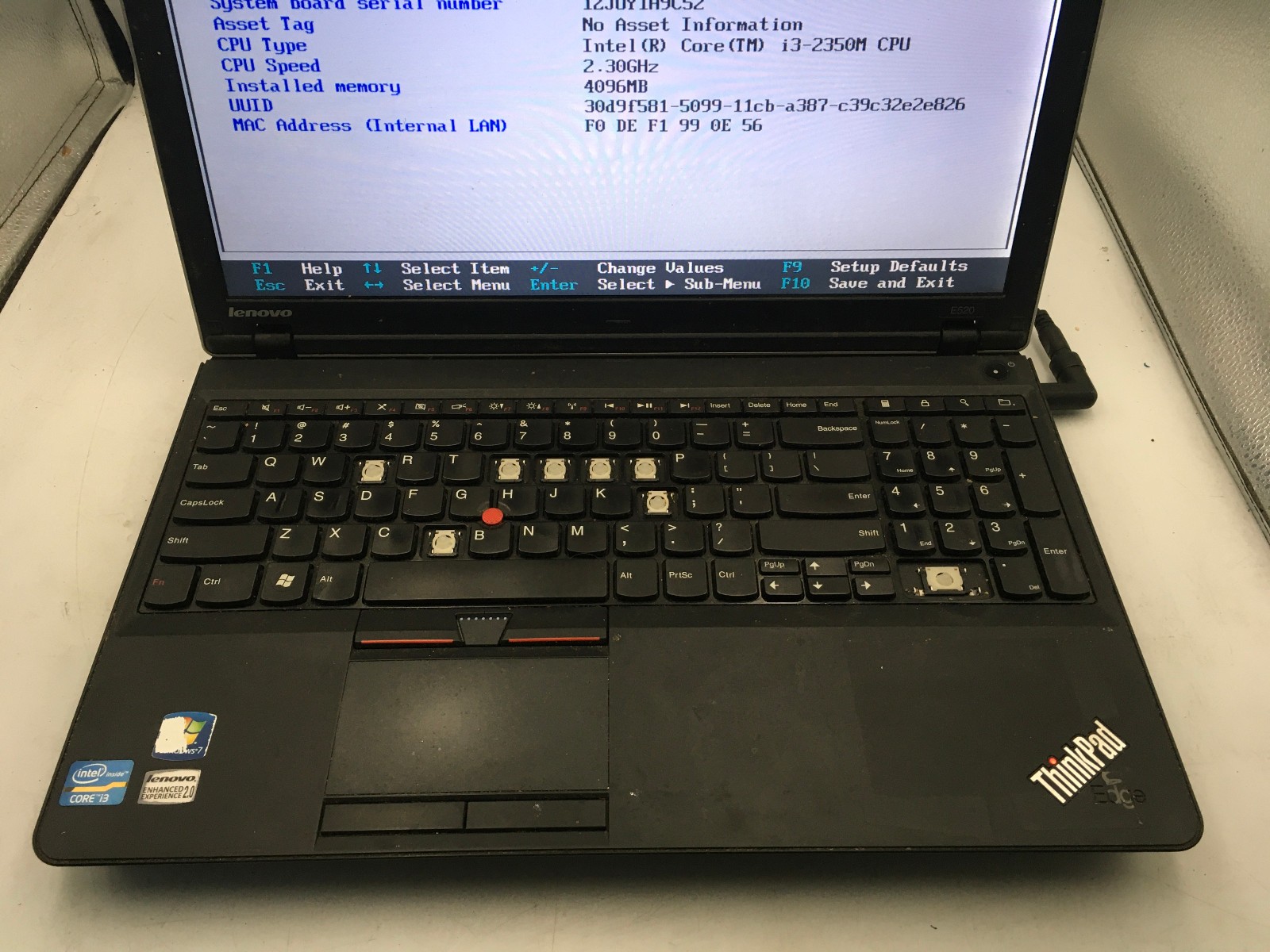 LENOVO THINKPAD E520 – BOOTS TO BIOS – INTEL I3 2350M – NO RAM – 15″ – READ – BB