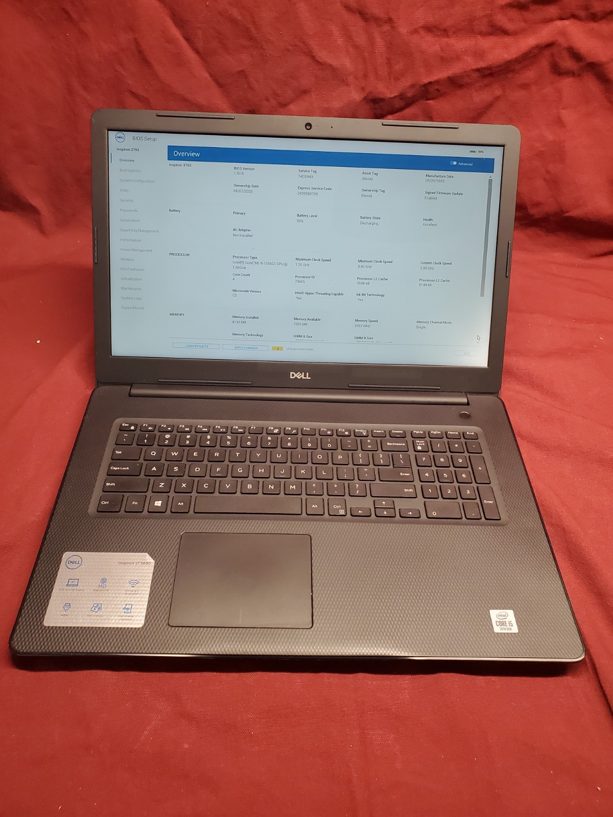 Dell Inspiron 3793 i5 1035G1 1.0GHz/ 8GB/ NO SSD/ 17.3″/ 1920×1080 #2835