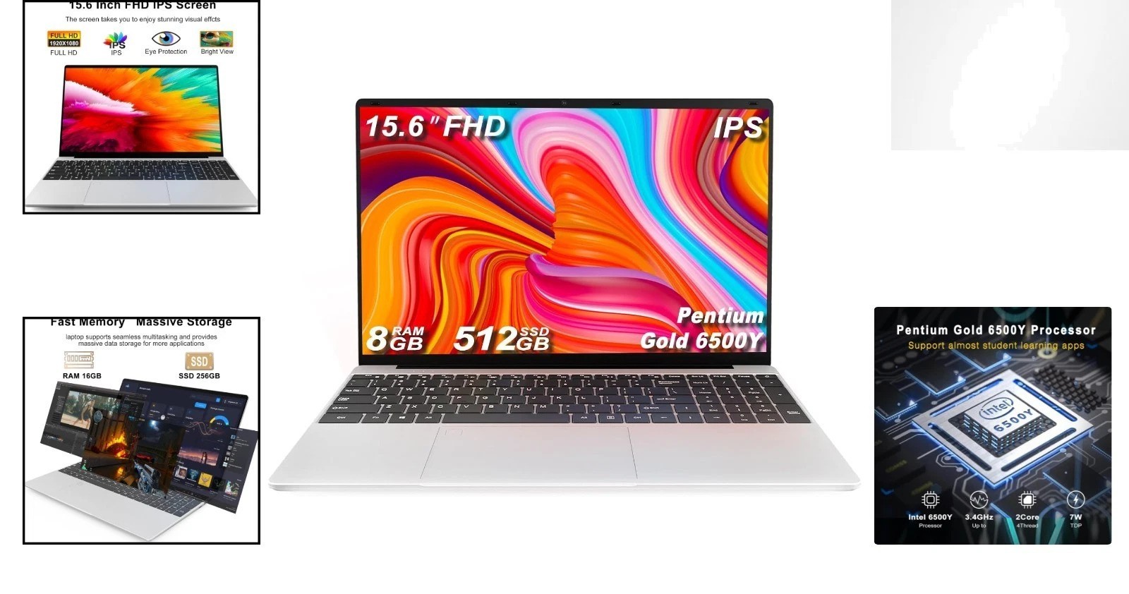Portable 15.6 Inch FHD Laptop, 8GB RAM, SSD, Fingerprint Reader, Windows 11