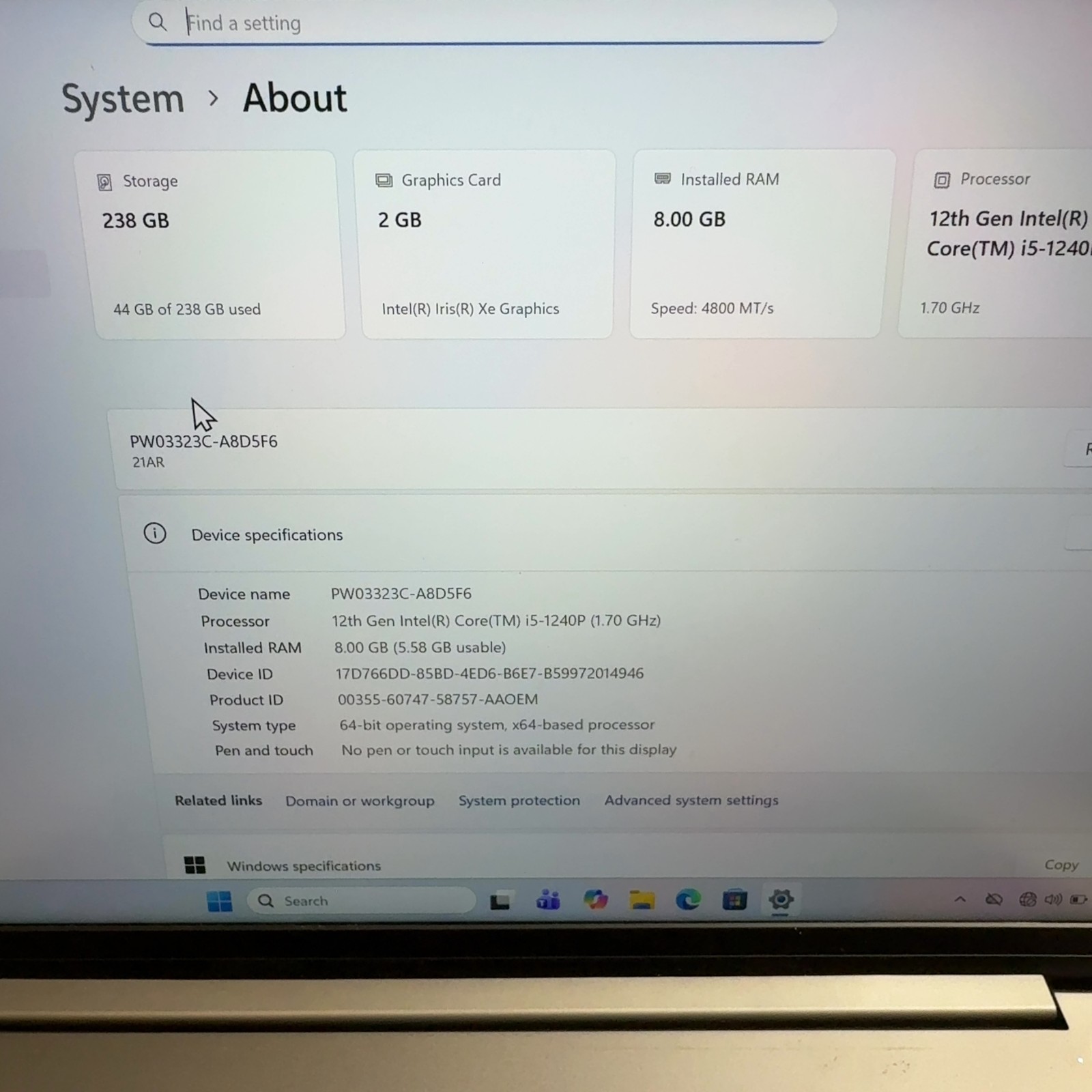Lenovo ThinkBook 12th Gen i5-1240P 8GB RAM 256GB SSD Windows 11 Pro Laptop