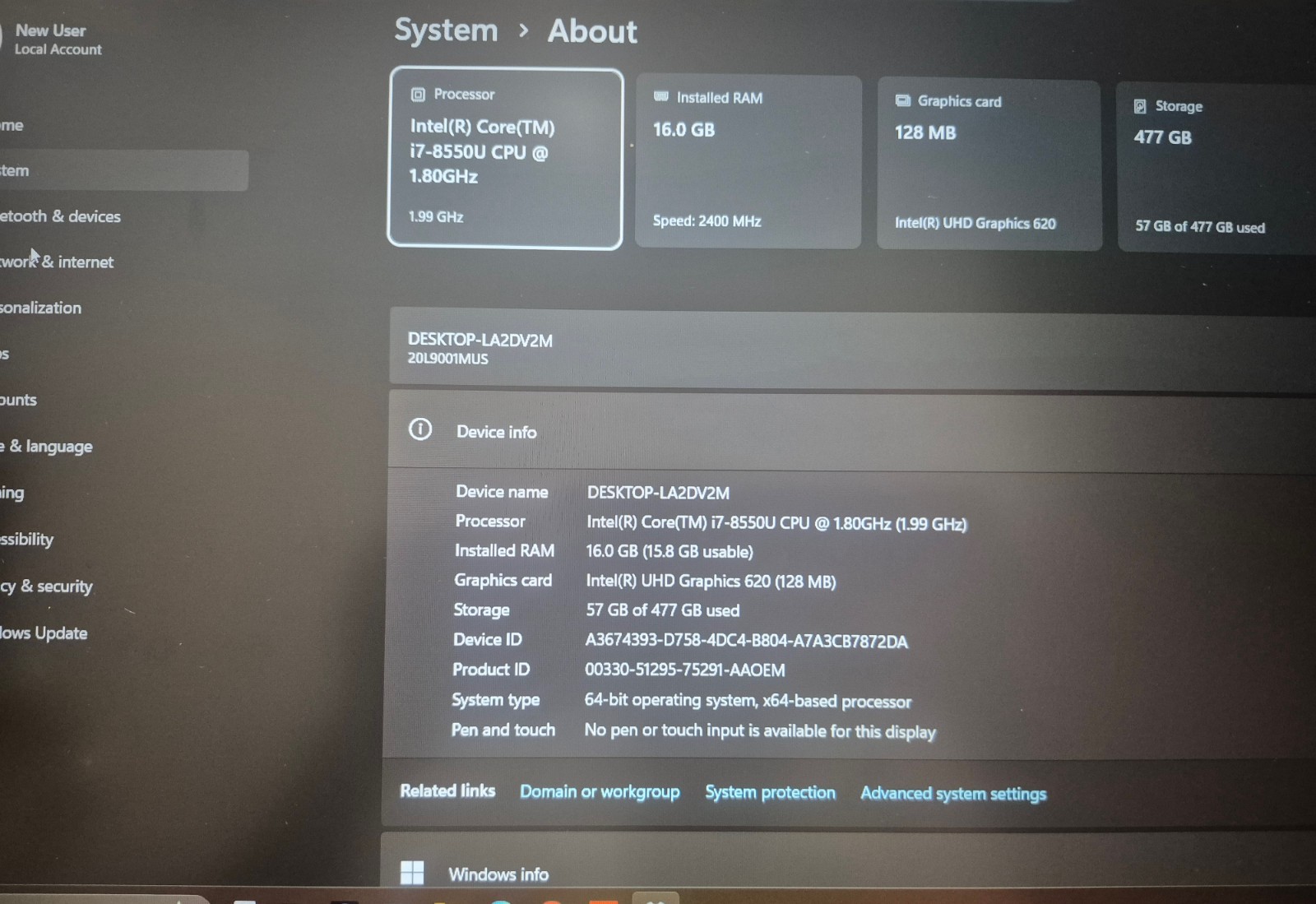 LENOVO THINKPAD T580 LAPTOP i7-8550U 16GB RAM 512GB NVMe WIN 11+ OFFICE 2024