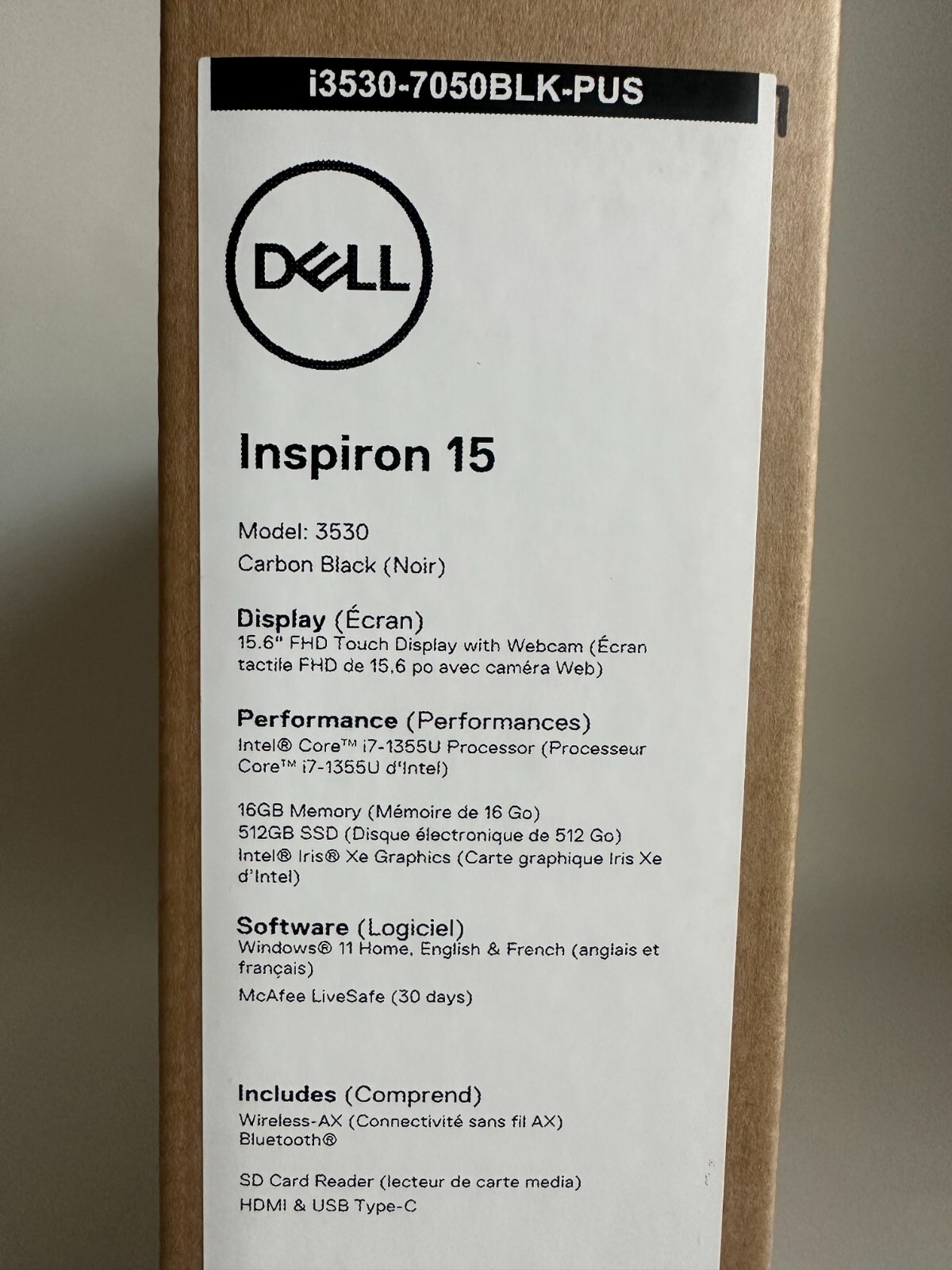Dell Inspiron 15.6″ Touchscreen Laptop i7-1355U 16GB RAM 512GB SSD (Brand New!)