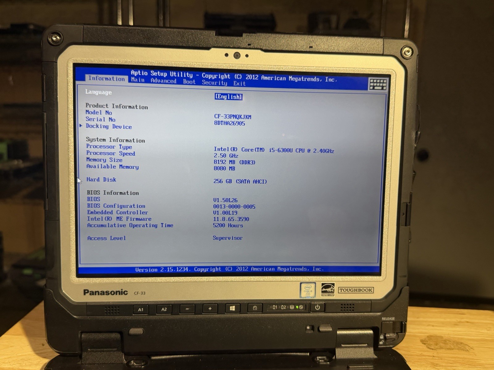 Panasonic ToughBook CF-33 i5-6300U 8GB Ram 256 SSD Win11 Pro. Touchscreen